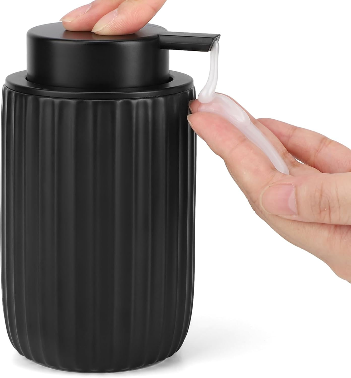 Segbeauty Foaming Soap Dispenser, 320Ml Hand Soap Dispenser Ceramic, Refillable Pump Bottle Dispenser, Foaming Hand Wash Dispenser with Gold Plastic Pump, for Kitchen Decor (White)