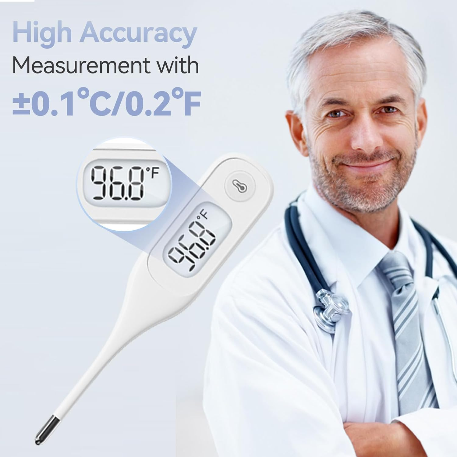 Berrcom Digital Thermometer for Adults and Kids, Oral Thermometer for Baby Rectal and Underarm Thermometer for Fever Alarm Medical Thermometer with C/F Switchable image number 3