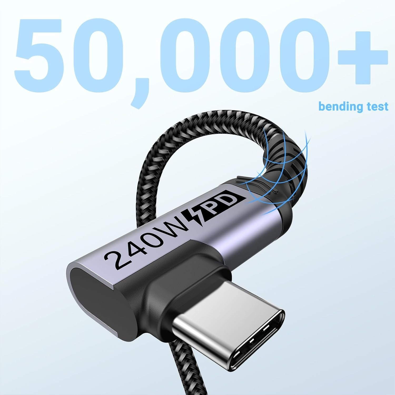 1M USB4 Cable 2 Packs, SUMPK 240W USB C to USB C Cable Right Angle, 40 Gbps High Speed Data, Single 8K/Dual 4K Display Compatible for Thunderbolt 4, Thunderbolt 3, Monitor, Iphone 15 Pro Max image number 2