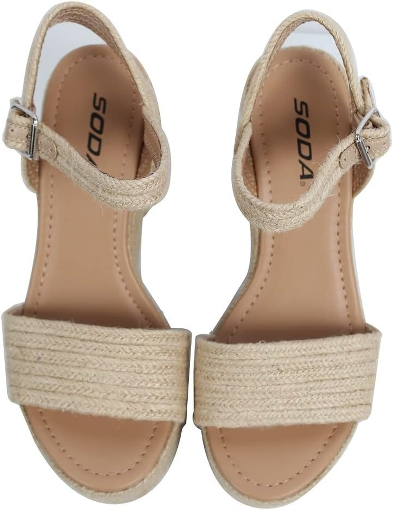 Soda Women'S Castle Jute Open Toe Ankle Strap Platform Wedge image number 5