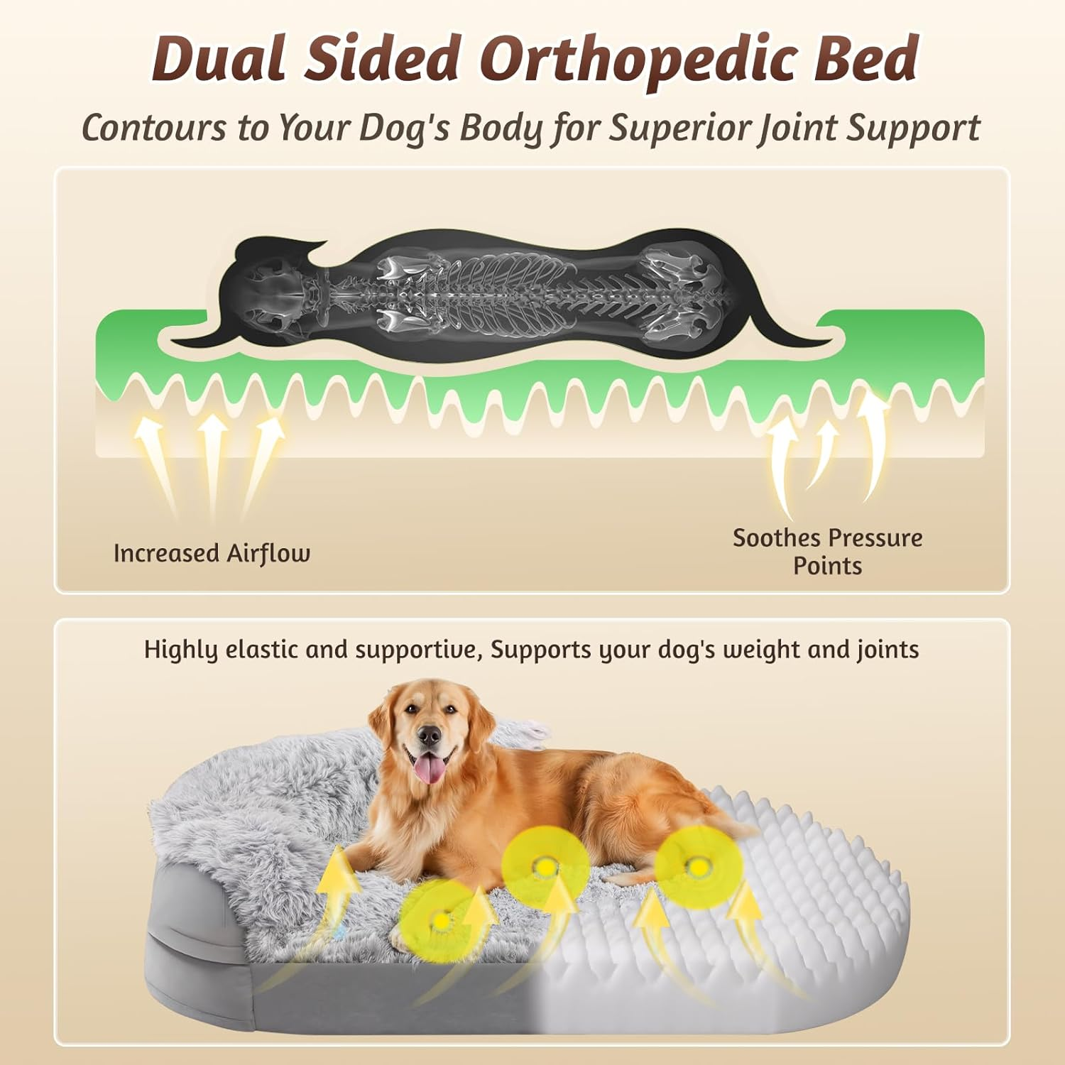 Stormhero Large Orthopedic Dog Bed - XL Dog Sofa Beds for Medium Large Dogs 121 X 89 Cm, Memory Foam Anxiety Pet Bed with Warm Mattress Cushion, Washable Dog Bedding Firm Support, Cozy Pet Crate Bed image number 3