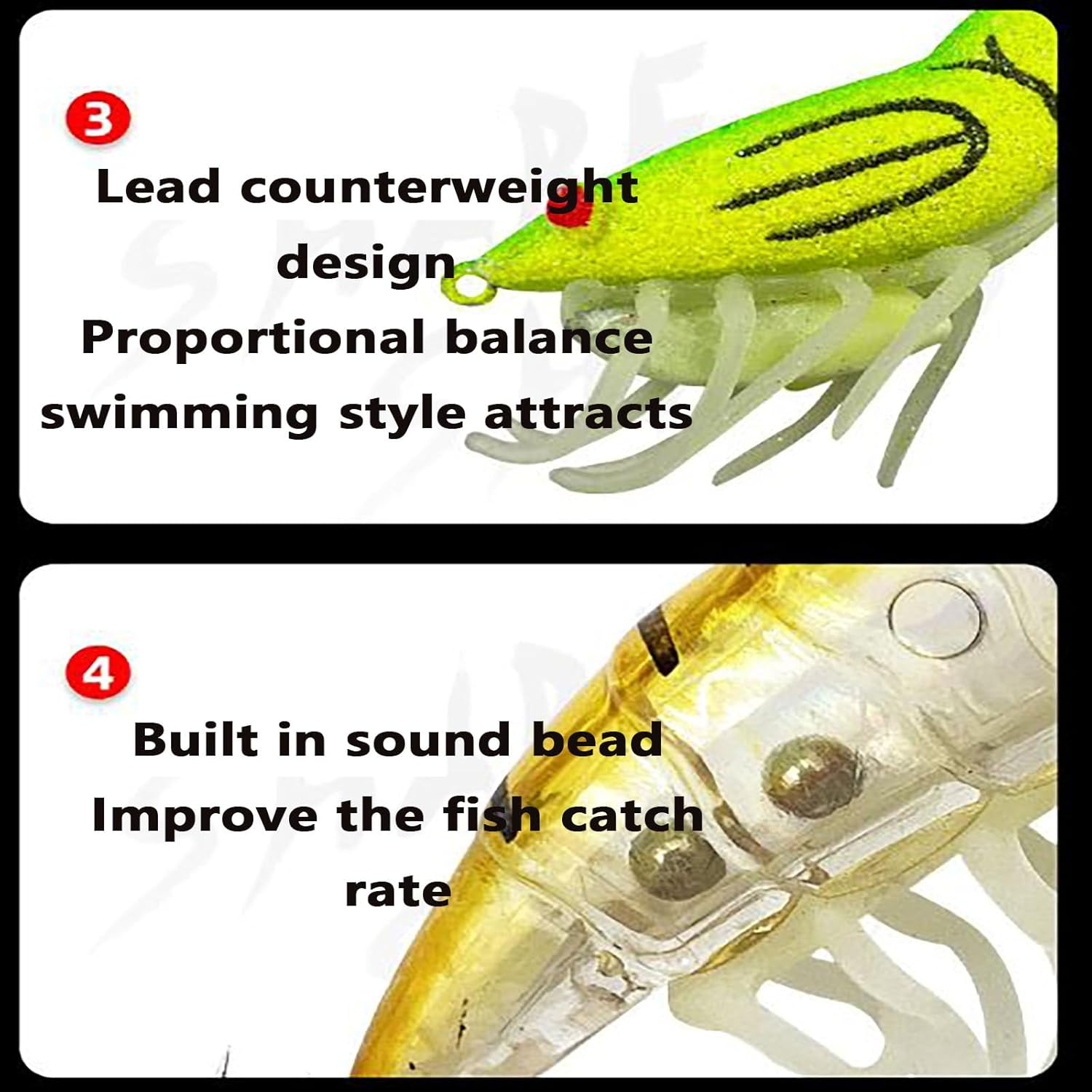 SYGELER Pre-Rigged Fishing Jigs，Fishing Lures Shrimps Baits Pre-Rigged Fish Jigs for Crappie Trout Walleye Saltwaterr Freshwater image number 1