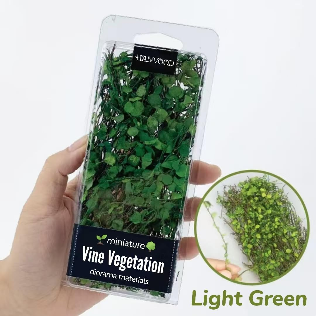 Miniature Vine Vegetation for DIY Model Trees Basing Material Kit, Realistic Miniature Leaves Simulation Leavesfor Train Landscape Railway Artificial Grass Modeling (Light Green) image number 3