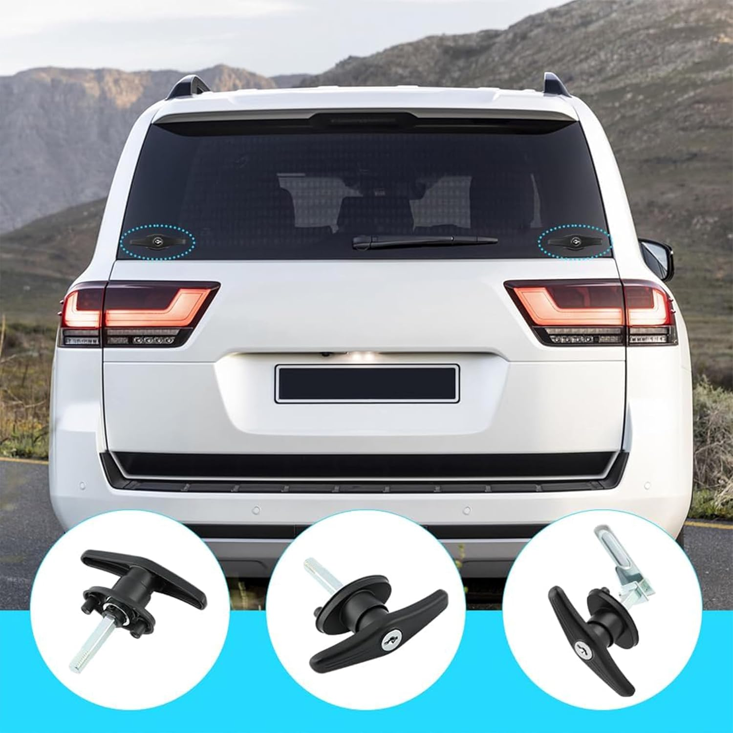 2PCS Keyed-Lock T-Handle Kit for Truck Camper Shell - Black Key-Alike T-Latch Handle,Left & Right Hand Locking Accessories for Most Truck Caps image number 3