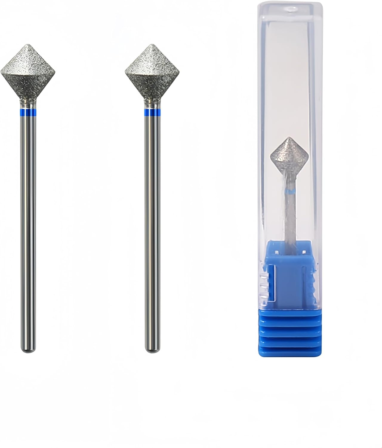 Acycoin2A 2Pcs 10Mm Rhombus Diamond Nail Drill Bit 3/32" Rotary Burr Manicure Pedicure Grinding Head Nail Cutters for Professional and Home Use image number 2