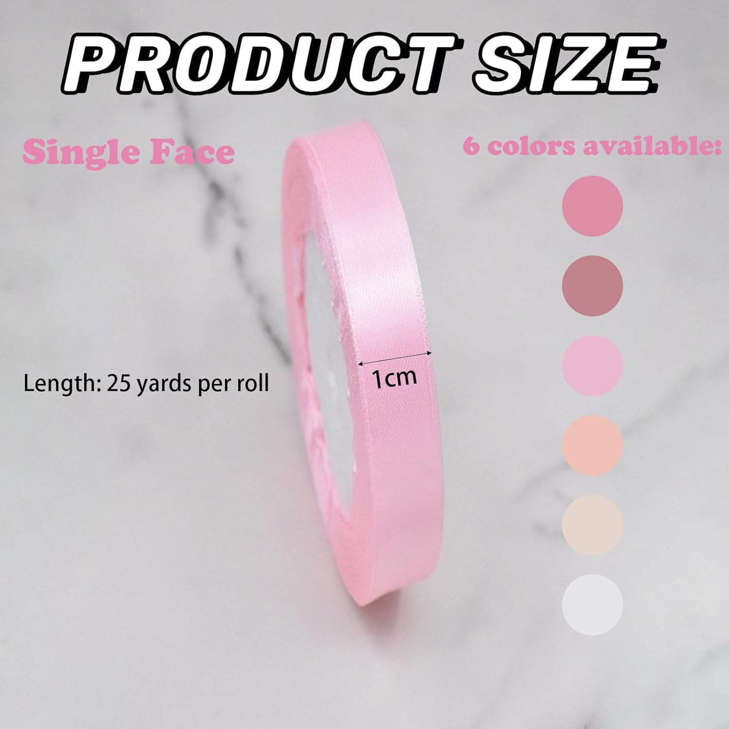 Tehttz 6 Rolls 25 Yard Pink Satin Ribbon, 1Cm Wide Craft Fabric Ribbon for Gift Wrapping, Wedding Ribbons for Flower Bouquet Craft Wedding Party Decoration (Total 150 Yard) image number 5
