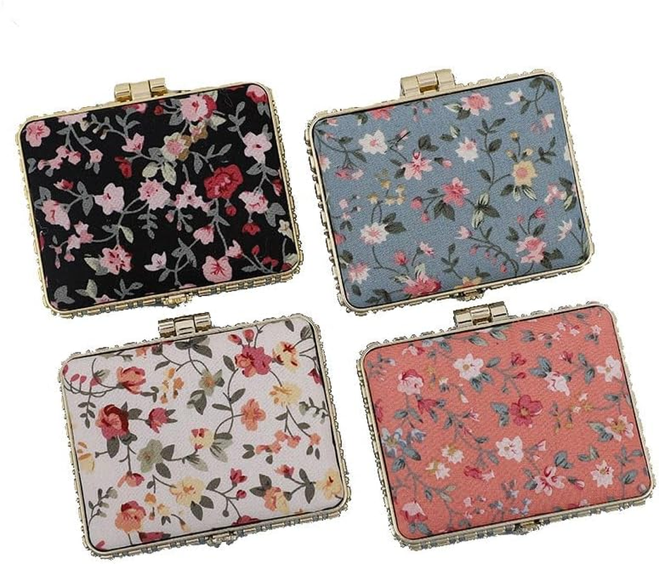 4PCS Square Lipstick Case with Mirror Lipstick Case Double Branch Storage Case Kiss Lock of Iron Mini Portable Vintage Floral Pattern Jewelry Case Cosmetic Case (Style 1, One Size) image number 4