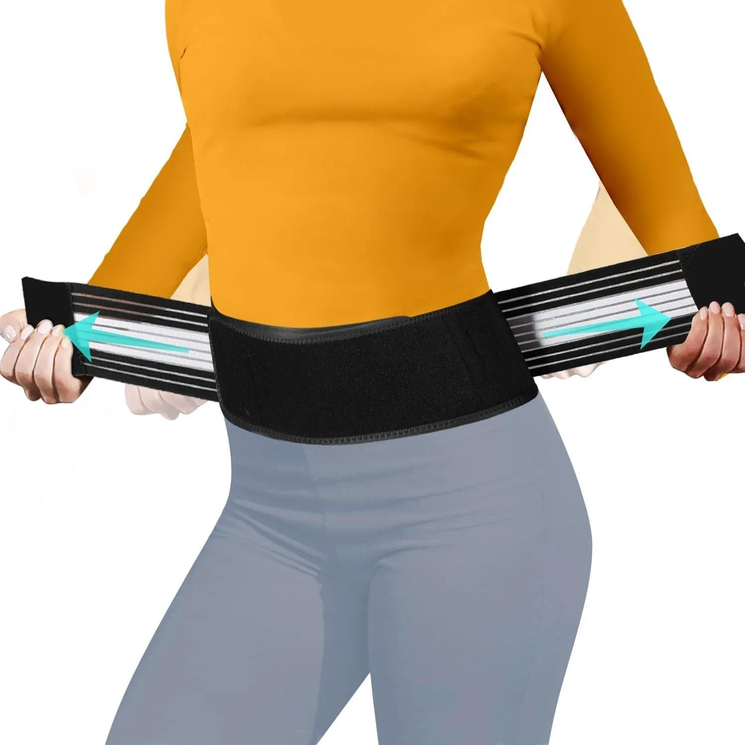 Lumbar Support Belt for Back Pain Relief - Adjustable and Breathable Back Brace, Dual Elastic Straps, Suitable for Women & Men - Lightweight & Durable, Compatible with All Genders and Ideal for Work, Exercise & Daily Use - Ermaoo image number 4