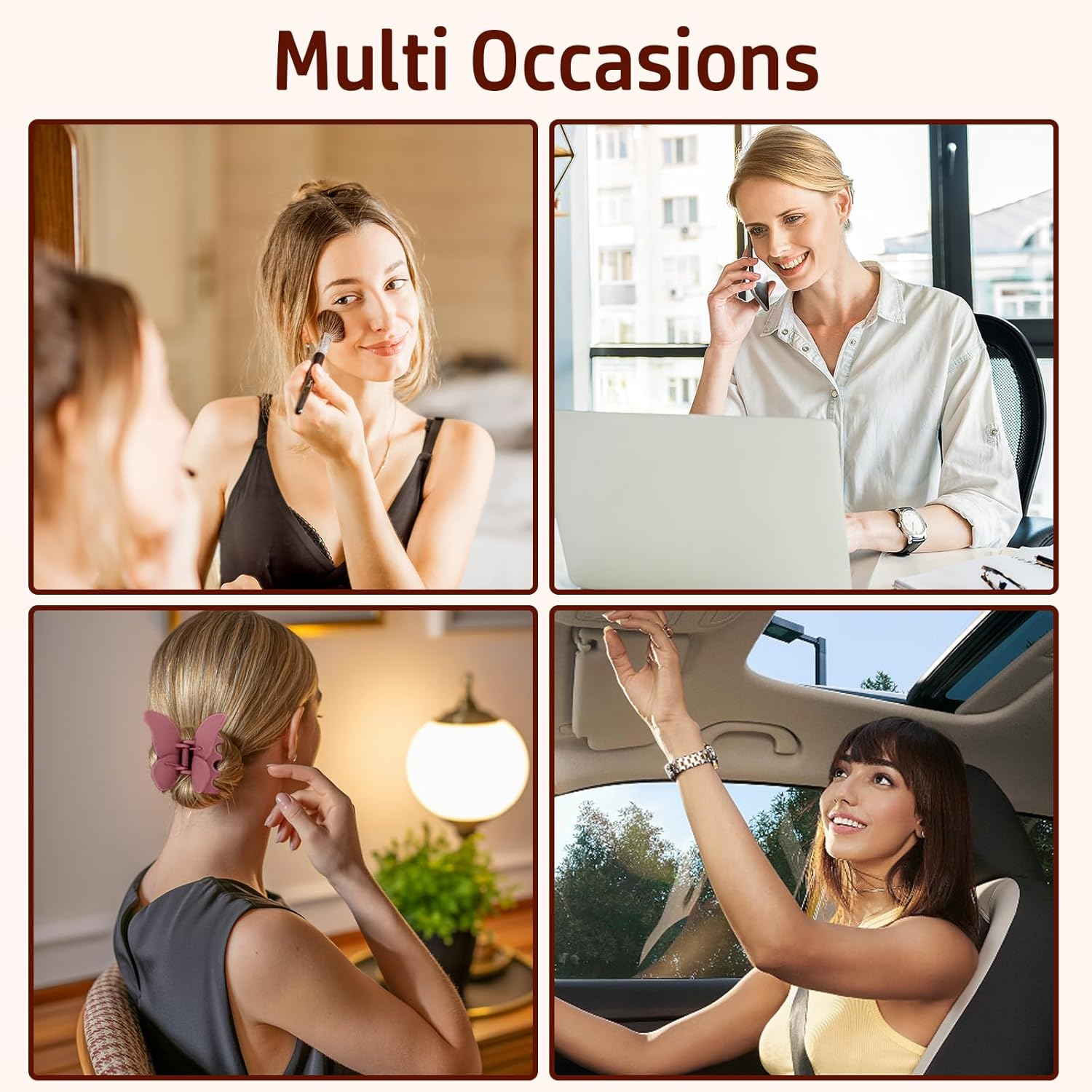 Claw Clip, Hair Accessories for Girls, Hair Clips for Women, Ladies, Cute Multicolor (Pink White Yellow Greenish-Blue) Non-Slip Hair Claw Clip for Thick Thin Long Curly Hair(4Pcs)