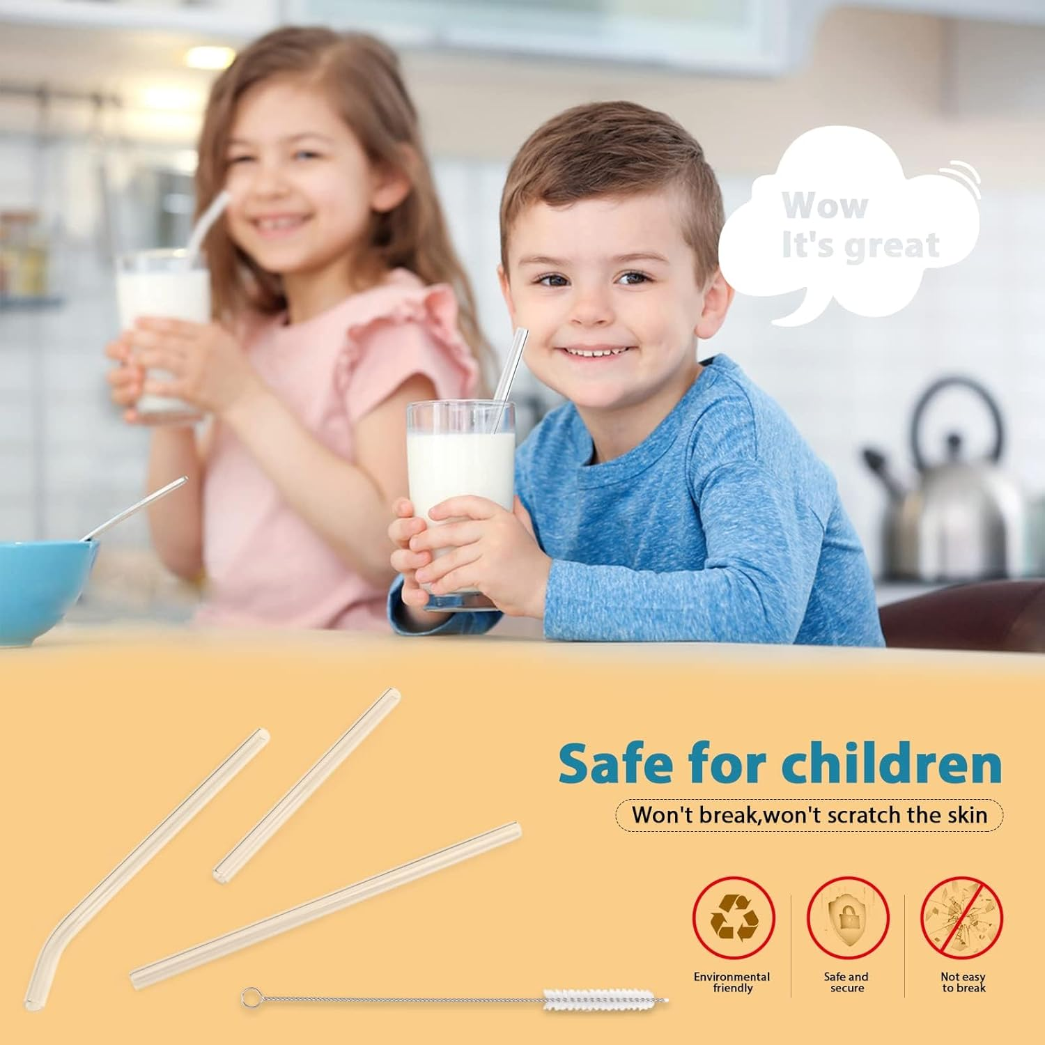 20 Pack Reusable Glass Straws,Set of 12 Straight and 4 Bent with 4 Cleaning Brush,Perfect for Smoothies,Tea, Juice, Milkshakes(8.5''X10 MM)