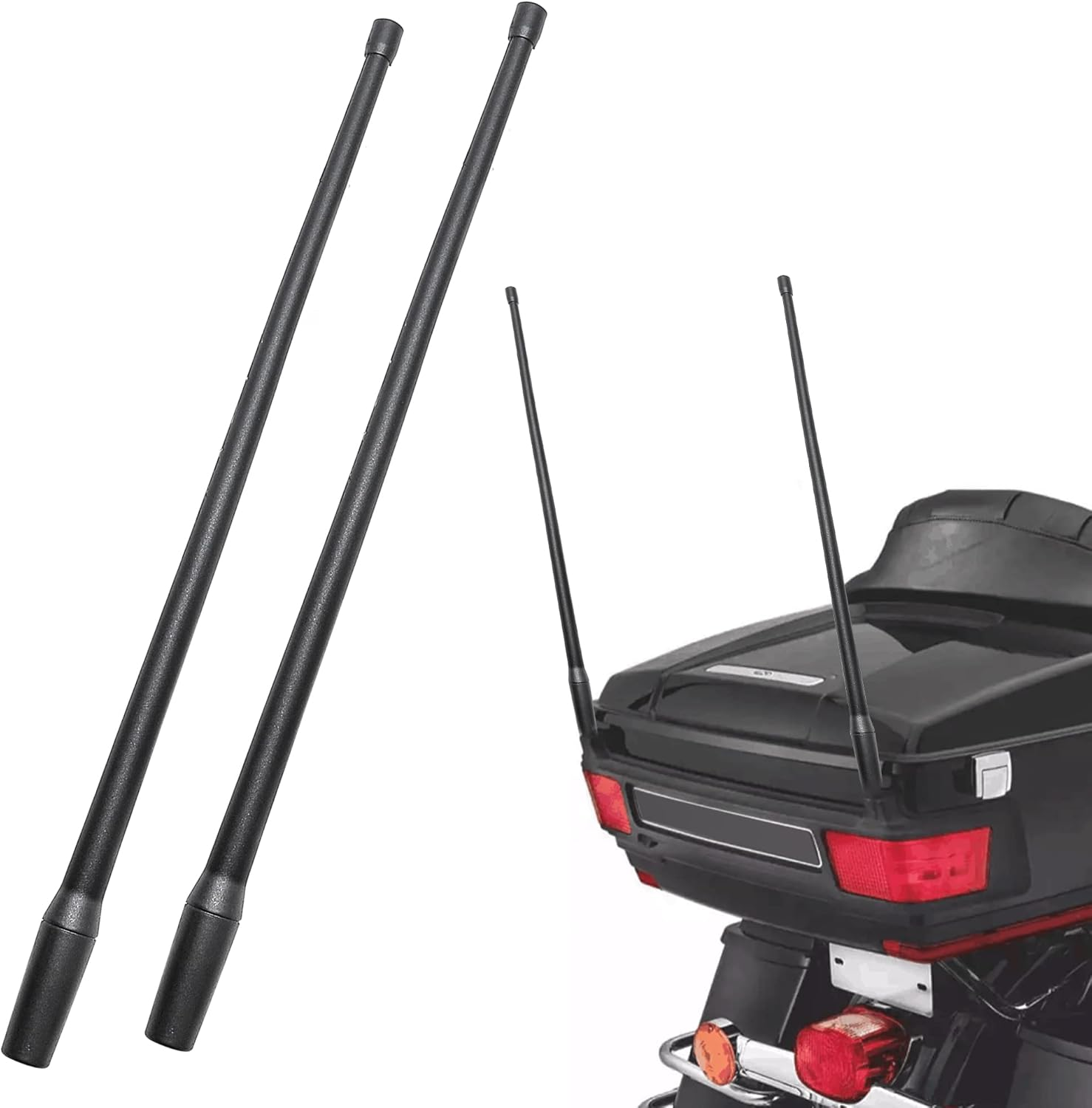 Anina 2PC 13 Inch Antenna Mast for 1998-2022 Harley Davidson Motorcycle Aerial Antenna for FM/AM Radio Signal Reception Car Wash Proof - Durable Flexible Rubber image number 2