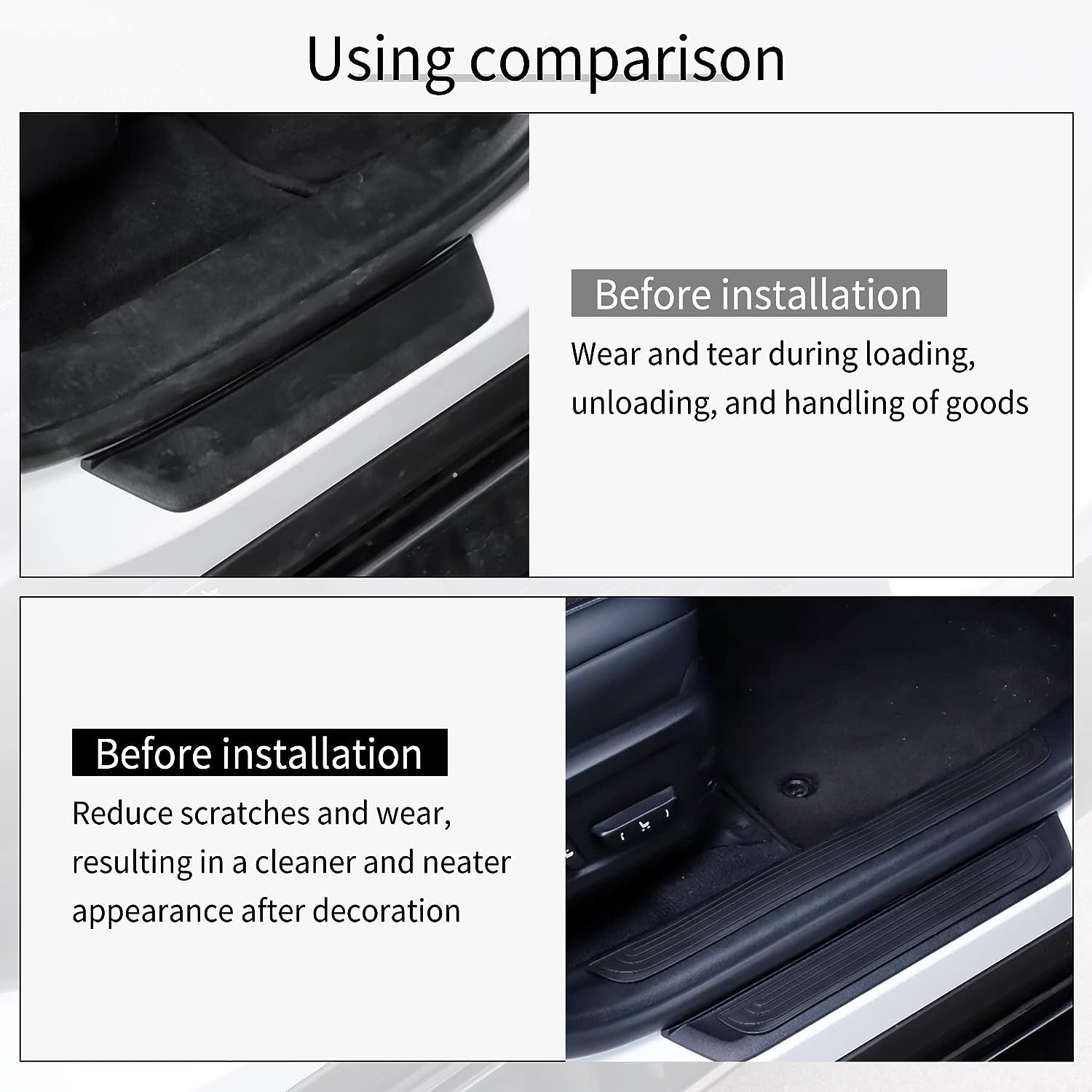 SINGARO Car Door Threshold Protection, 4PCS Universal Rubber Scratch Resistant Exterior Accessories - Door Width 23.6X2.36Inch (Black) image number 4