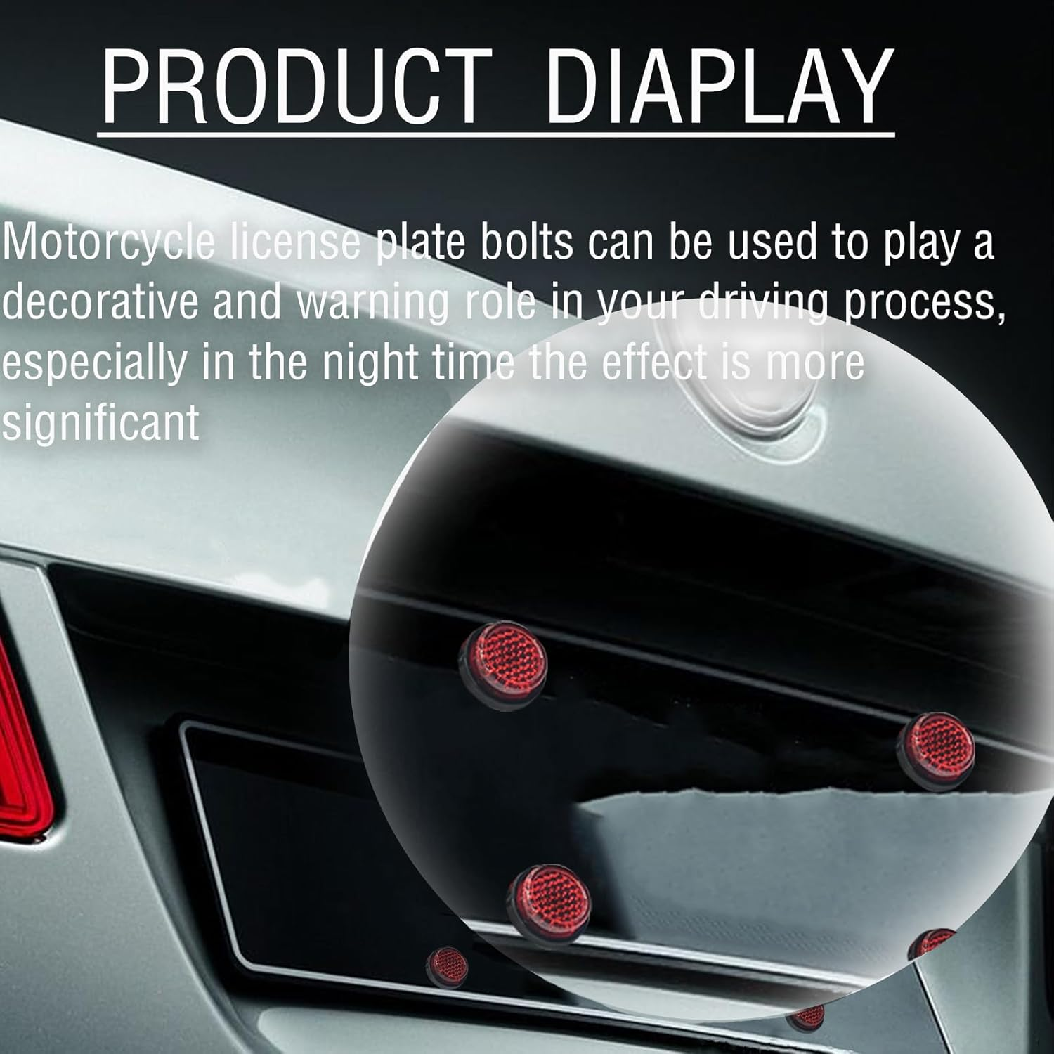 6PCS Mini Reflector with Screw Nut Type M5 Universal Screw Tag Bolt round Reflective for Motorcycle Bicycle Bike - Red - Red image number 4