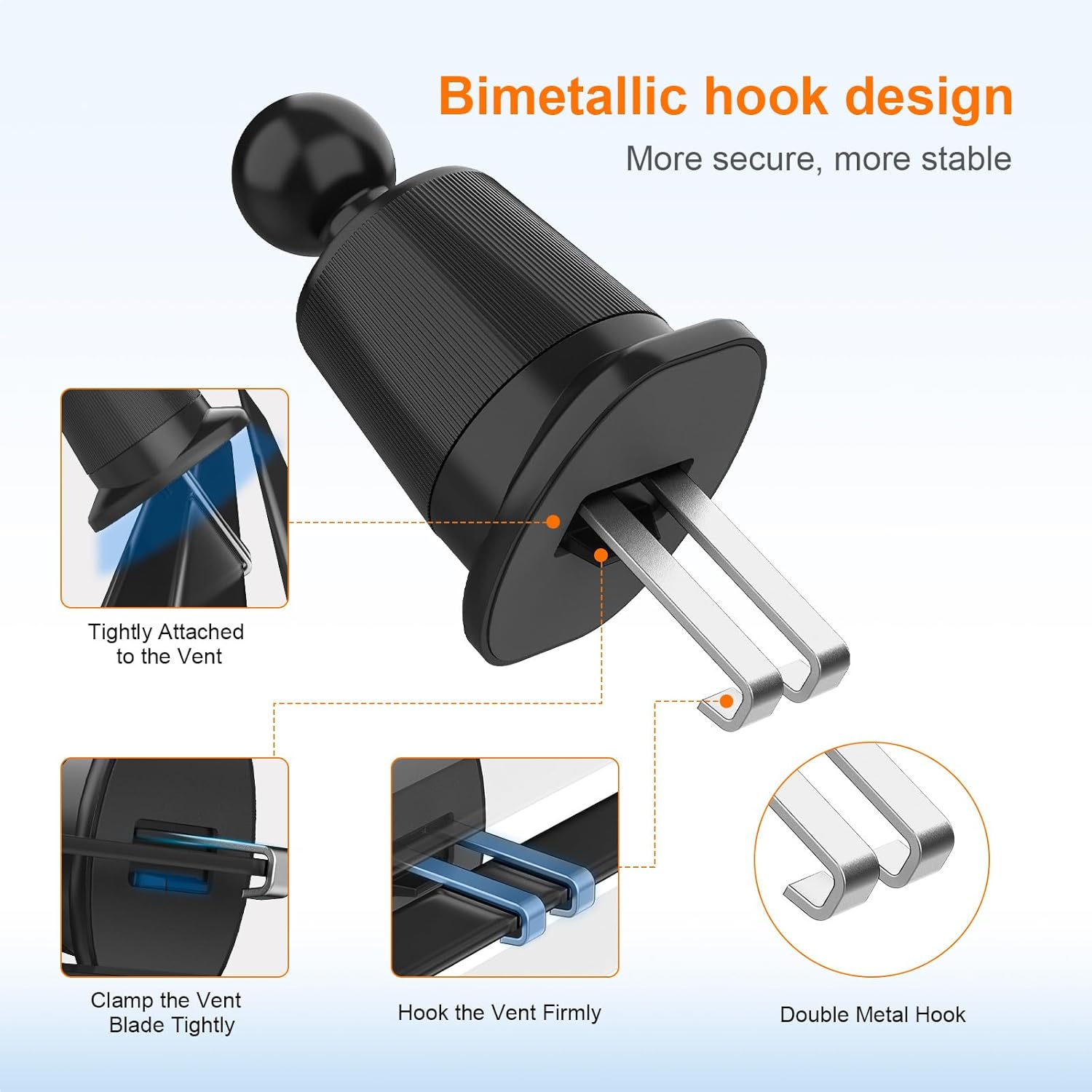 GRIFEMA Car Phone Holder for Air Vent, Automatic Clamp Car Mount, 360&deg; Rotation, One-Hand Operation, Universal Phone Cradle for 4.7''-7'' Smartphones with Case image number 3