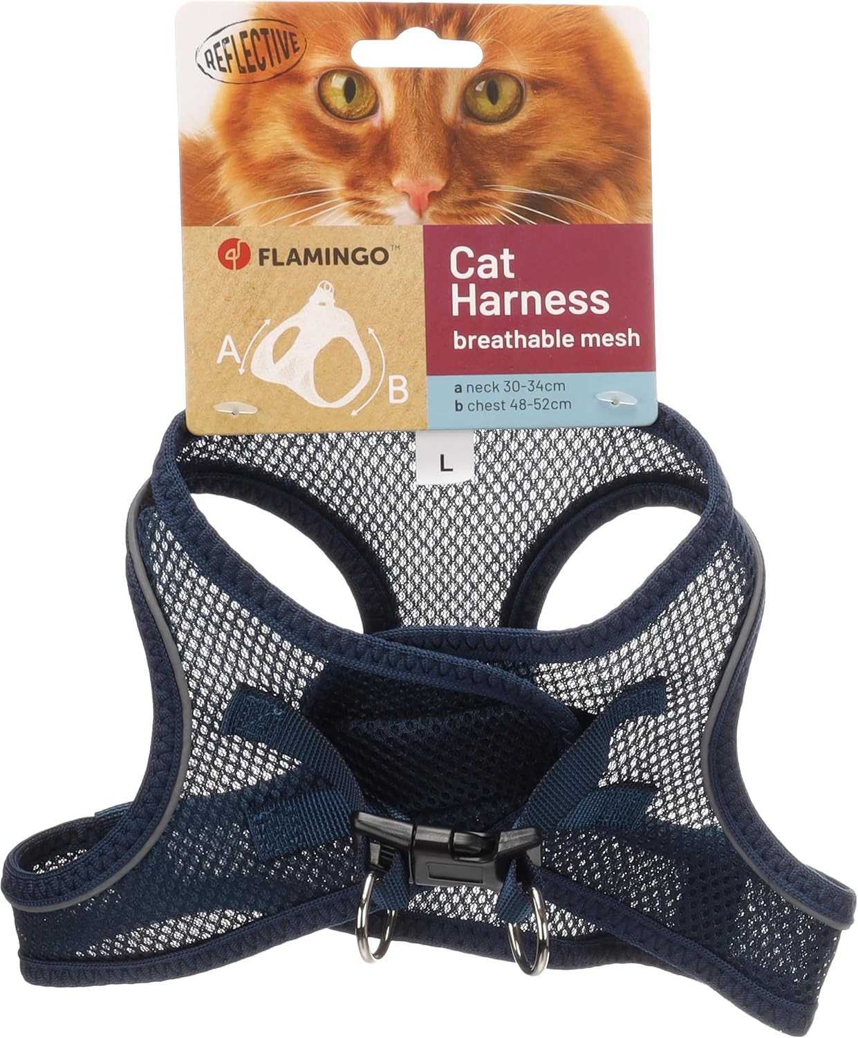 Flamingo Cat Harness Step&Go Berta Khaki L 30-34 Cm 48-52 Cm