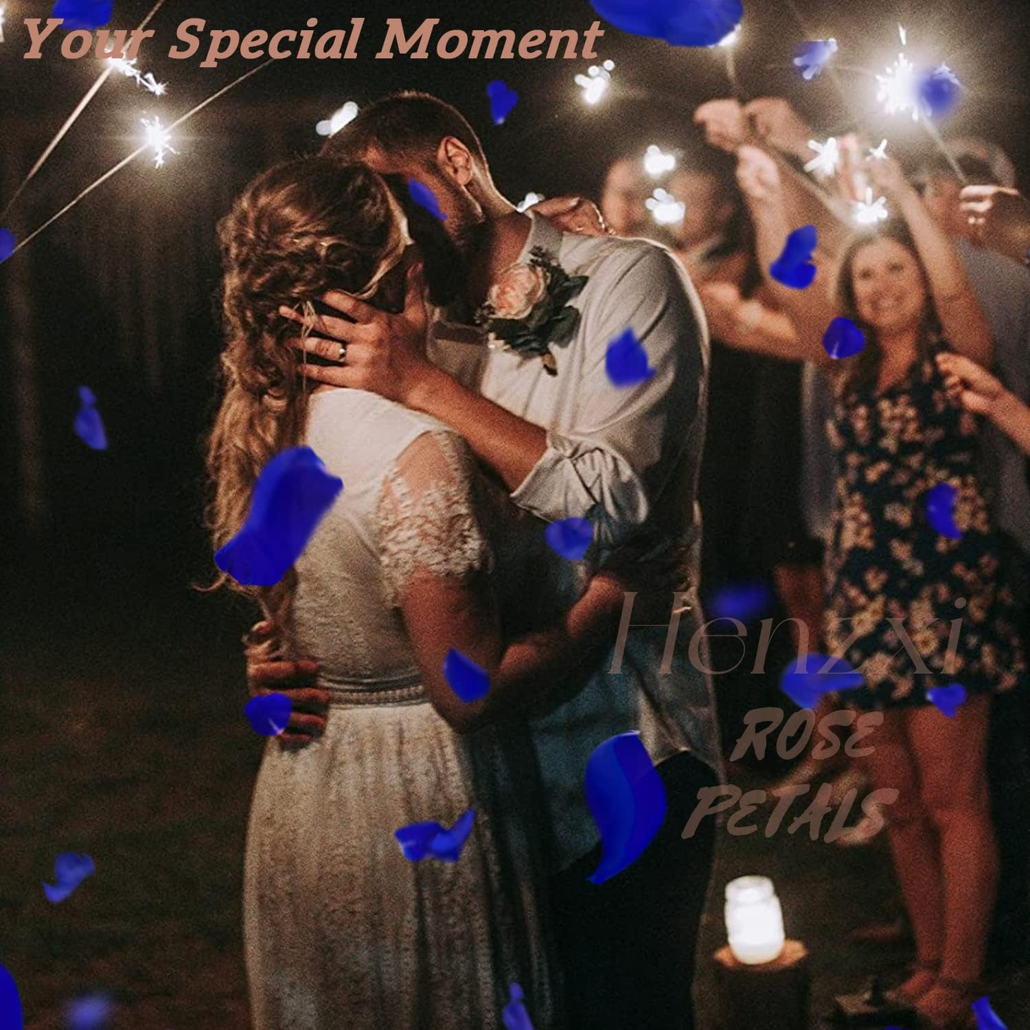 Henzxi 1000 Pcs Rose Petals, Artificial Flower Petals, for Romantic Night, Wedding, Event, Party, Valentine Decor (1000 Pcs, Transitional Blue) - Dark Red And Burgundy image number 6