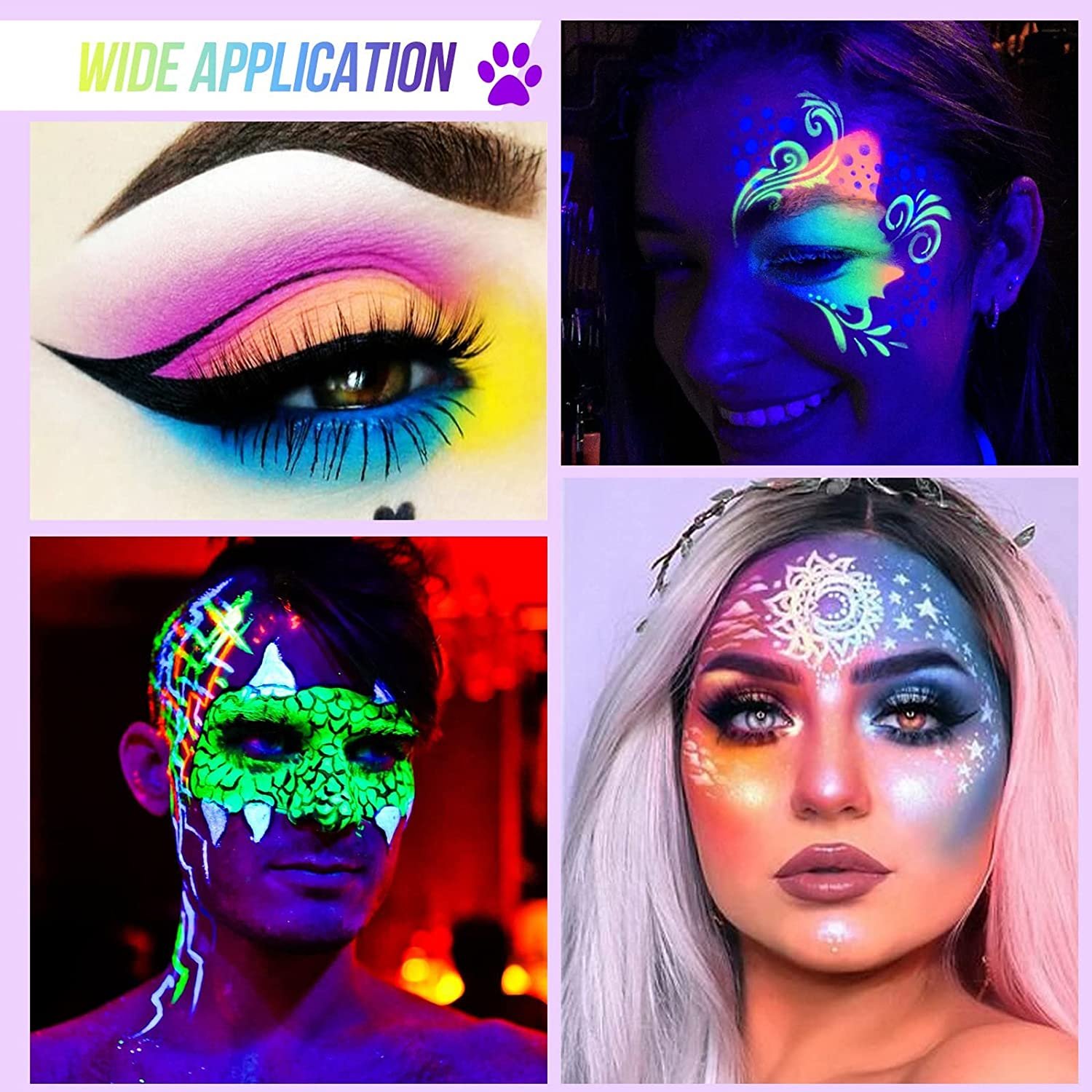 VERONNI Water Activated Eyeliner Palette, Matte and UV Glow Graphic Eyeliner,Highly Pigmented Face Body Paint Makeup,With Eye Liner Brush&hellip; (01) image number 5