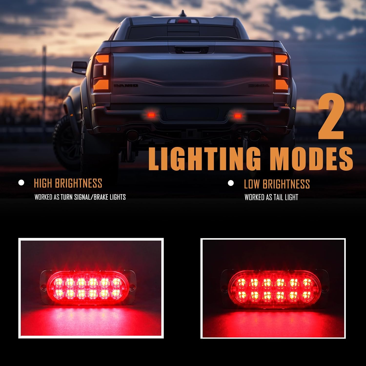 AT-HAIHAN Pack of 2 Aluminum Housing Red LED Trailer Stop Brake Turn Tail Lights, DOT Compliant Waterproof Surface Mount Lighting for Truck Tractor Jeep RV image number 1