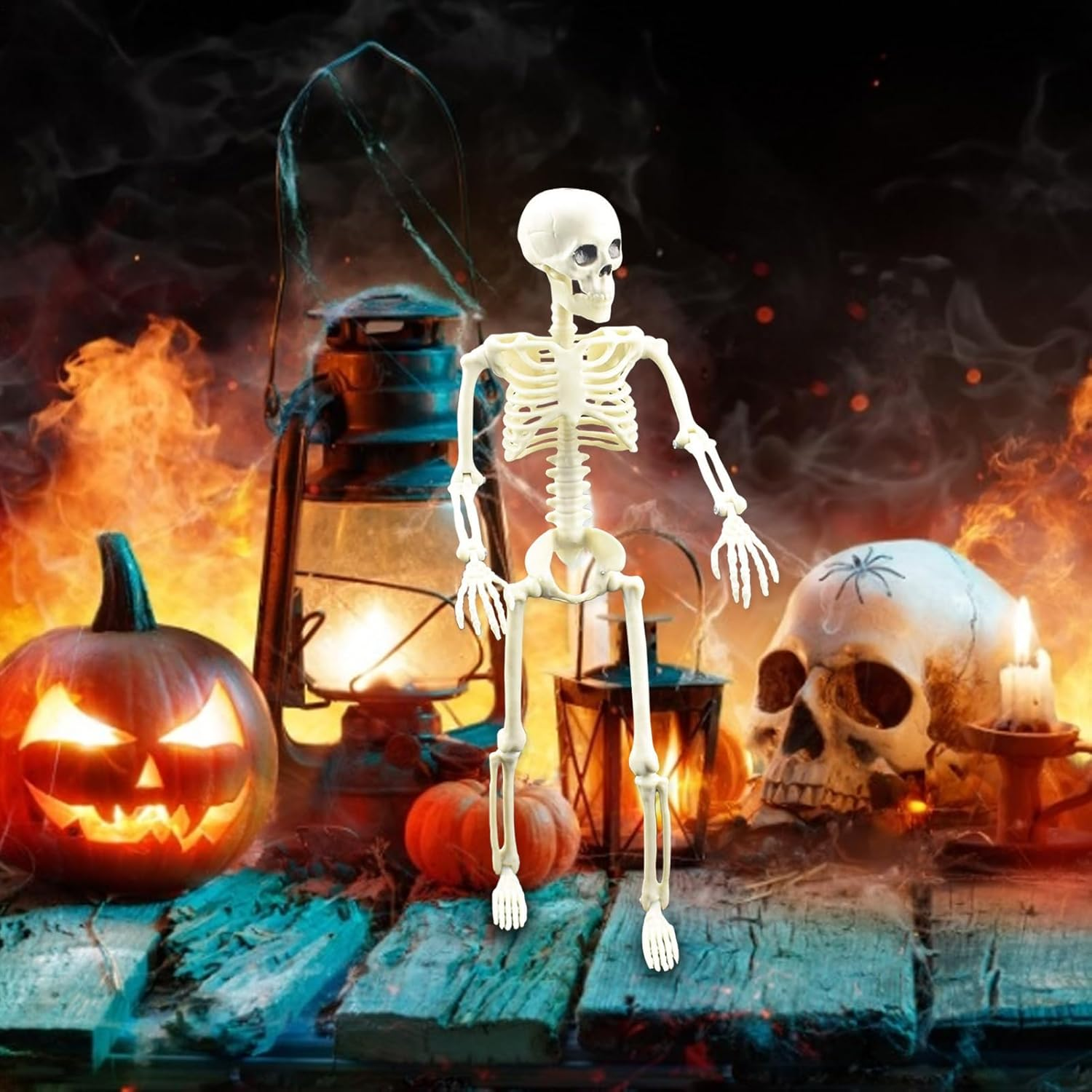 Posable Skeleton, Human Skeleton Model with Posable Movable Joints, Figure for Halloween Props Spooky Party Decoration image number 5
