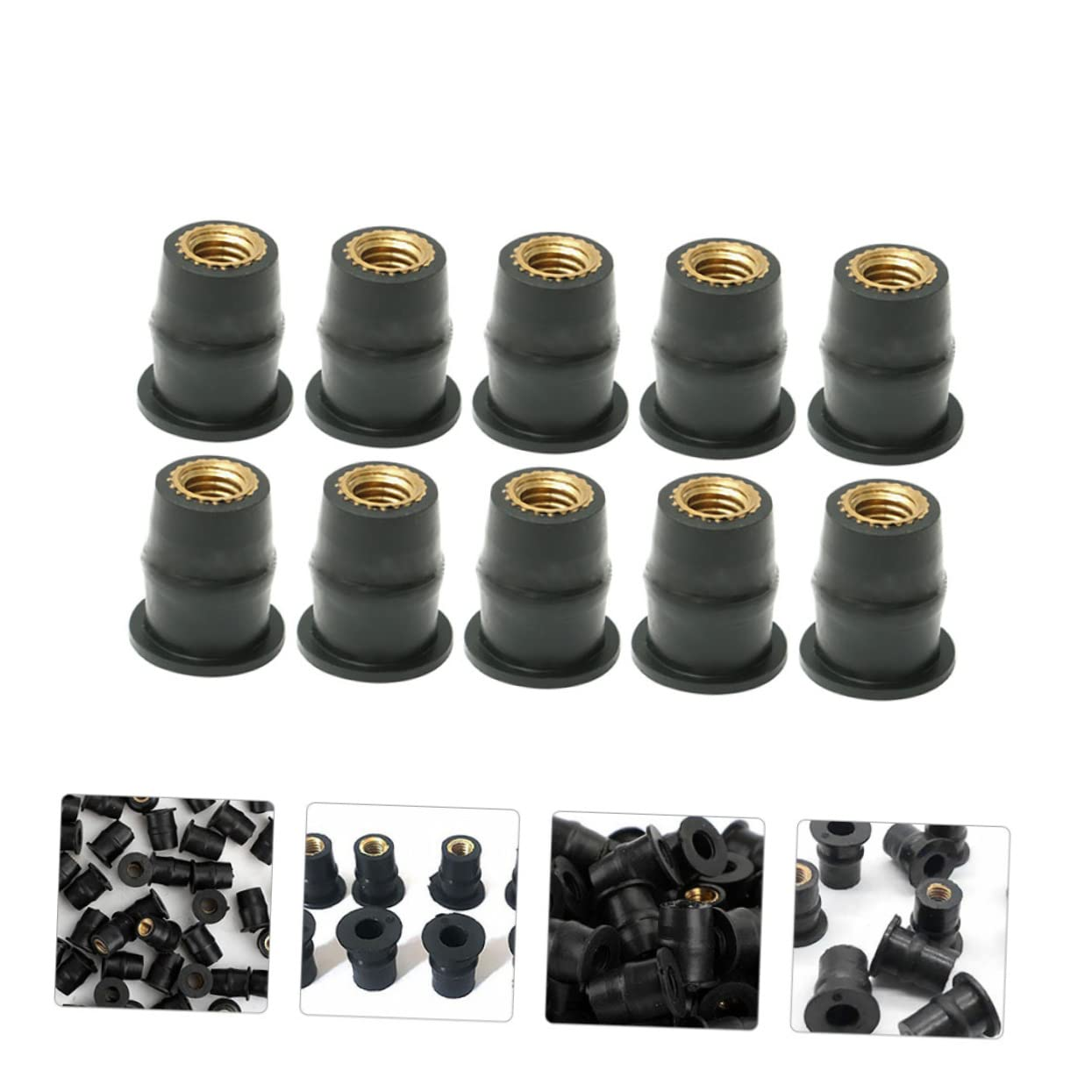 LIFKOME 10Pcs Windscreen Nuts Metric Nuts Rubber Motorcycle Parts Replacement for Old Broken image number 1