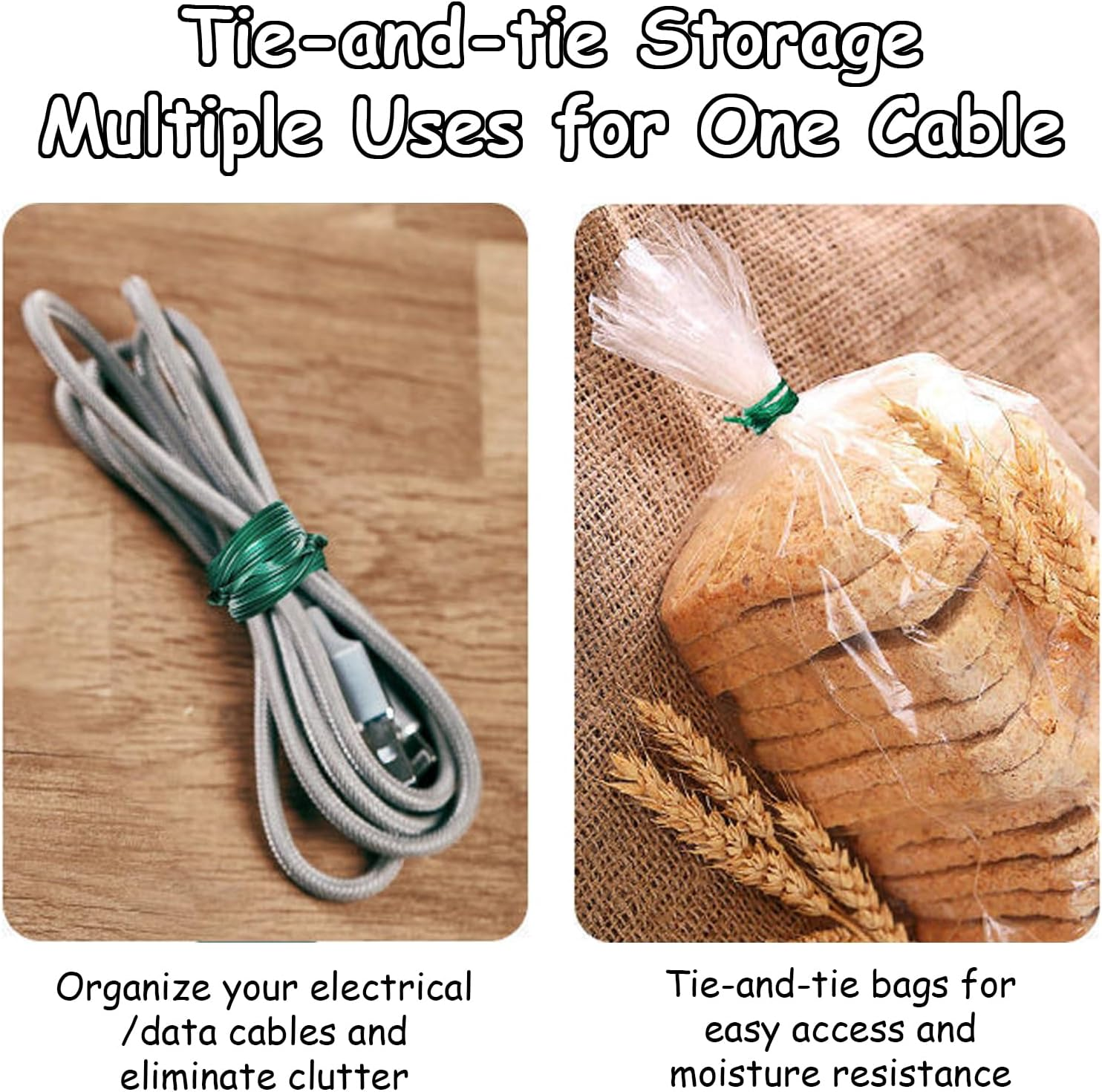 Taoluwin 100M Garden Plant Ties, Twist Ties with Built-In Cutter, Reusable Wire Ties for Plants, Garden Wire Supports, Vine & Shrub Ties, Home Cable Organizer image number 3