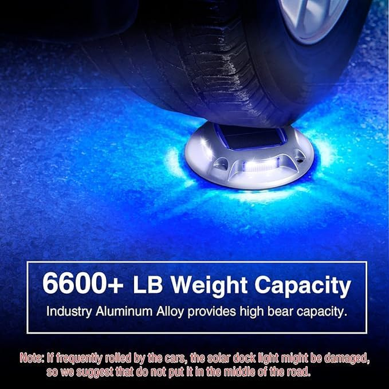 10 Pack Solar Driveway Lights,2 Color Modes Waterproof Outdoor LED Dock Marine Marker, Solar Deck Lights for Step, Sidewalk, Pathway, Patio, Garden (Blue/White) image number 6