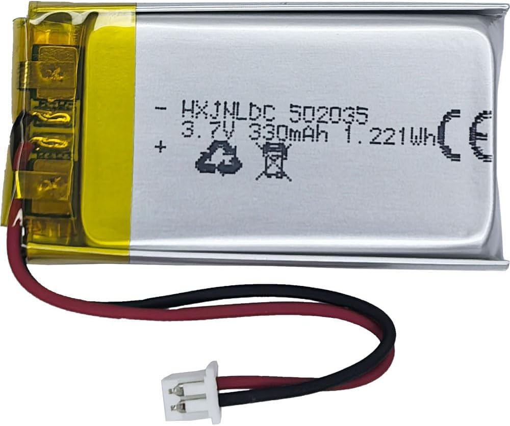DC 3.7V 330Mah 502035 Rechargeable Lithium Polymer Battery, Suitable for DIY 3.7-5V Electronic Products with Built-In 2-Wire Battery Replacement and LED Lights image number 2