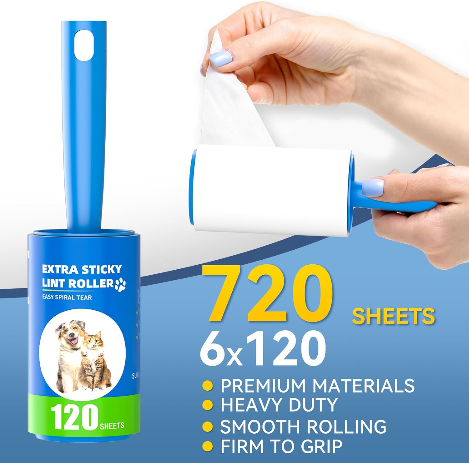 JORAGO Lint Roller and Refill - 720 Sheets Portable Lint Remover Set Extra Sticky, Lint Hair Removal for Clothes, Bed, Furniture, Pets Dog Cat Hair, Couch, Carpet, Home - Pick up Animal Fur & Fluff image number 1