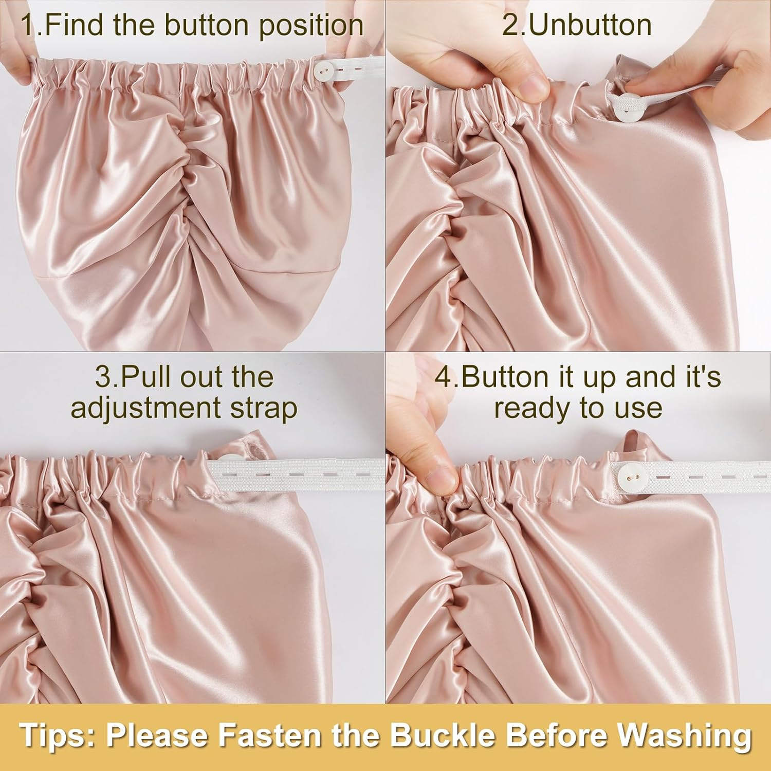 ZIMASILK 100% Silk Bonnet for Sleeping, 22 Momme Adjustable Mulberry Silk Cap for Women Hair Care, Double-Layered Highest Grade 6A Sleep Hair Wrap, Non-Slip Design (1Pc, Pink) image number 6