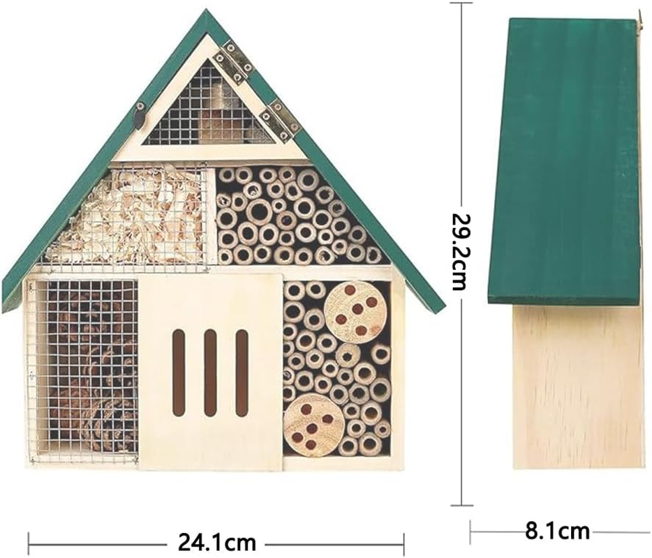 Bee House Wooden Hanging Garden Decoration, Natural Wooden Bee Hotel for Outdoors, DIY Insect Shelter for Garden, Yard, or Balcony &ndash; Attracts Pollinators like Bees, Butterflies & Ladybugs image number 2