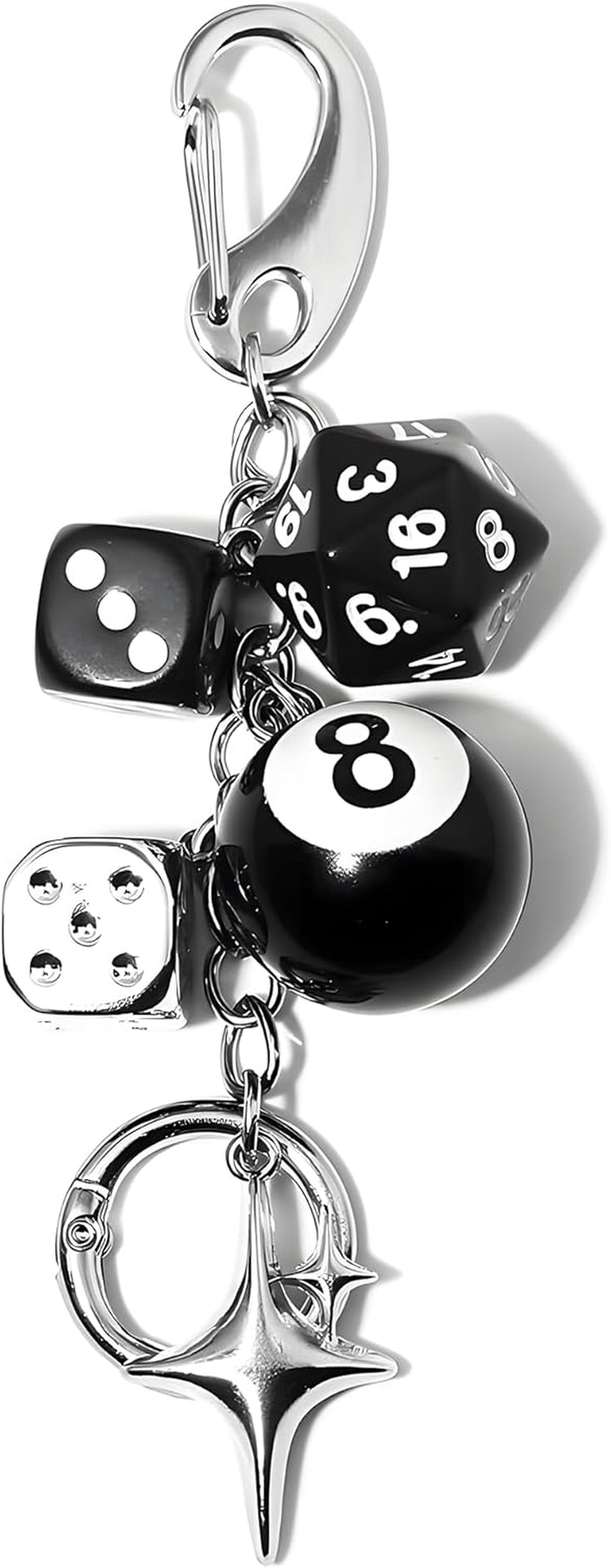 1PC Y2K Aesthetic 8 Ball Dice Charm Set - Lightweight Zinc Alloy Key Chains for Car, Phone, Bag & Purse - Cute Unisex Accessories for Women and Men image number 5