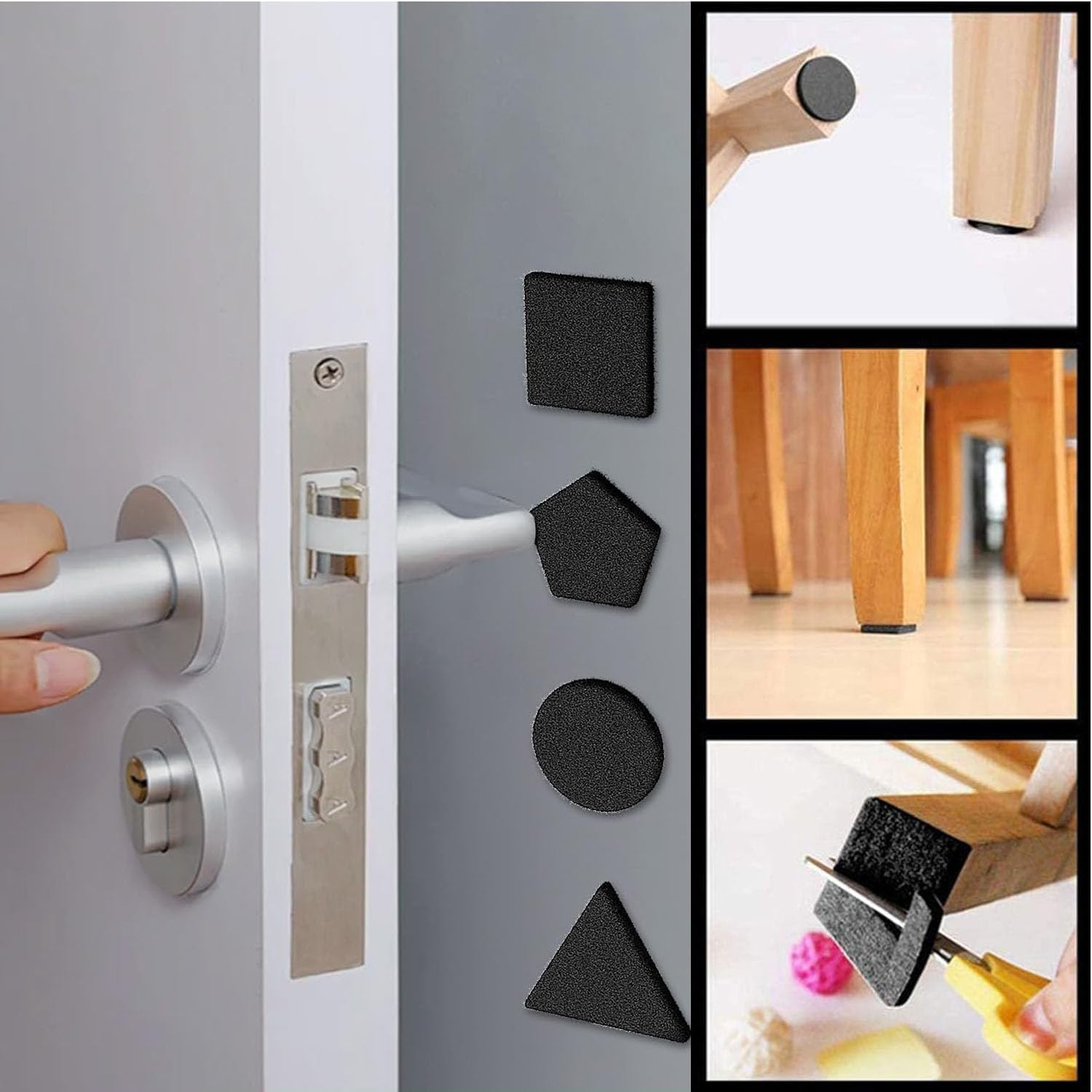 BEANPRECOY 3 Size Felt Strip Rolls DIY Furniture Felt Pads Felt Pad Furniture Self Adhesive Floor Protector Pad for Hardwood Floors Floor Protectors Desk Chair Sofa Leg Black（10/5/2Cm）*100Cm image number 3