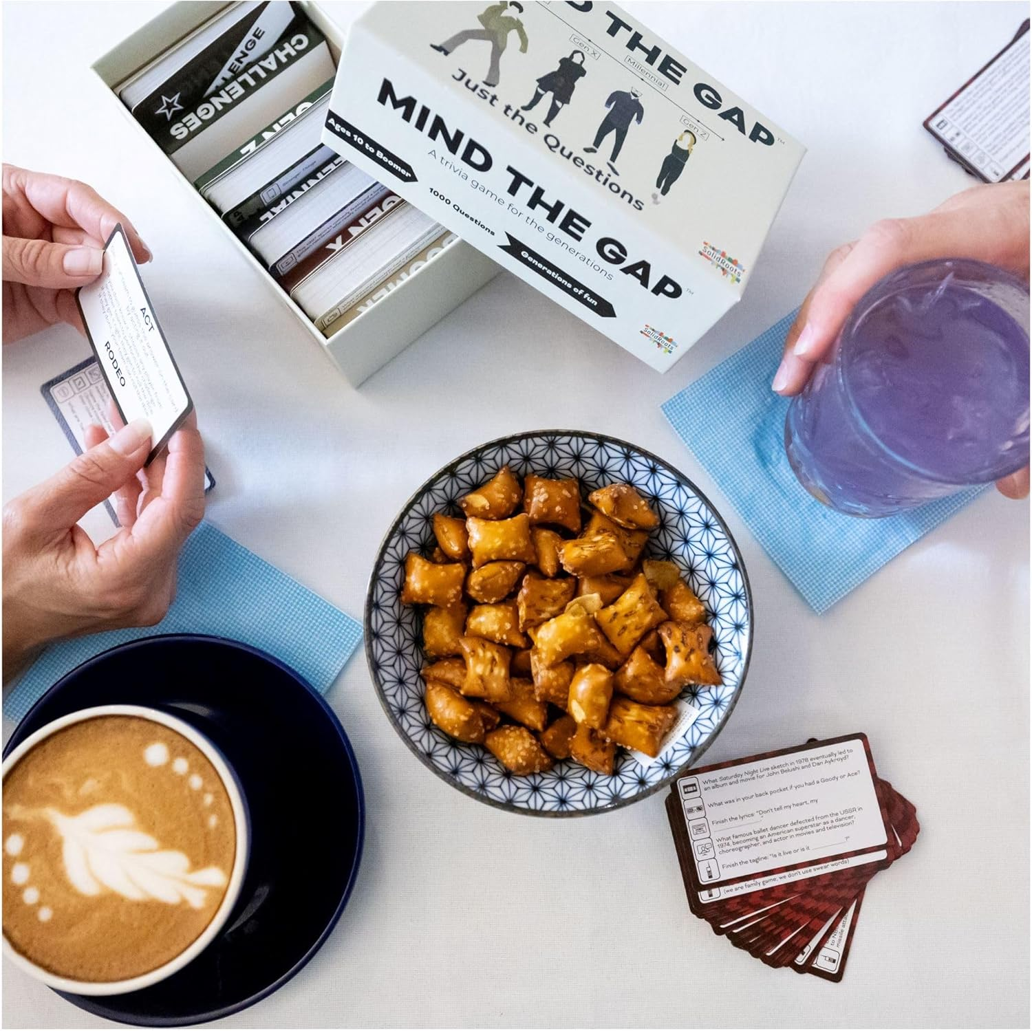 Mind the Gap Just the Questions, Expansion Pack with 1000 New Questions for All Generations + 50 New Challenge Cards