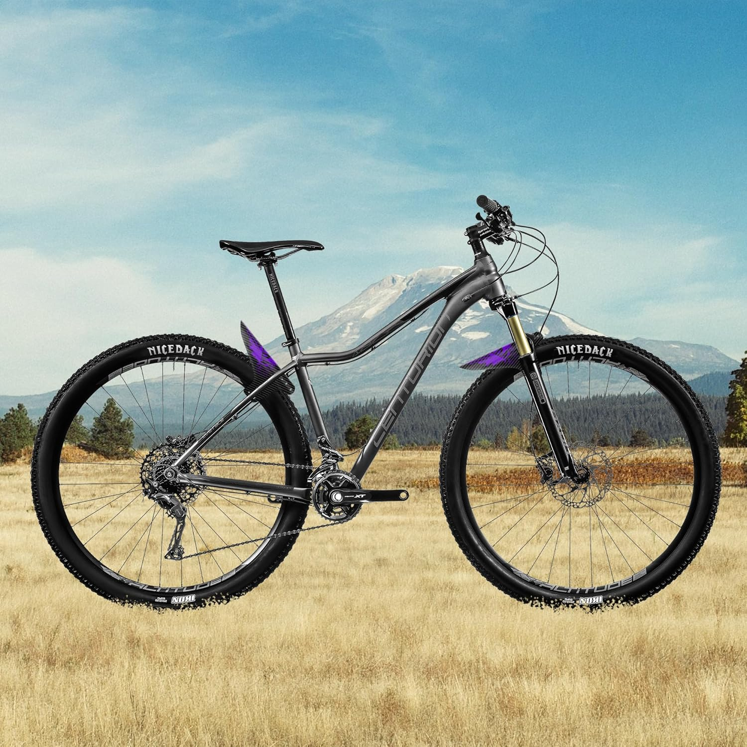 NICEDACK Bike Fender, Adjustable MTB Mud Guard, Front and Rear Compatible Mudguards, Easy to Install, Fits 26", 27.5", 29" Fat Tire Bikes and All Disc Brake Bicycles - Purple image number 2