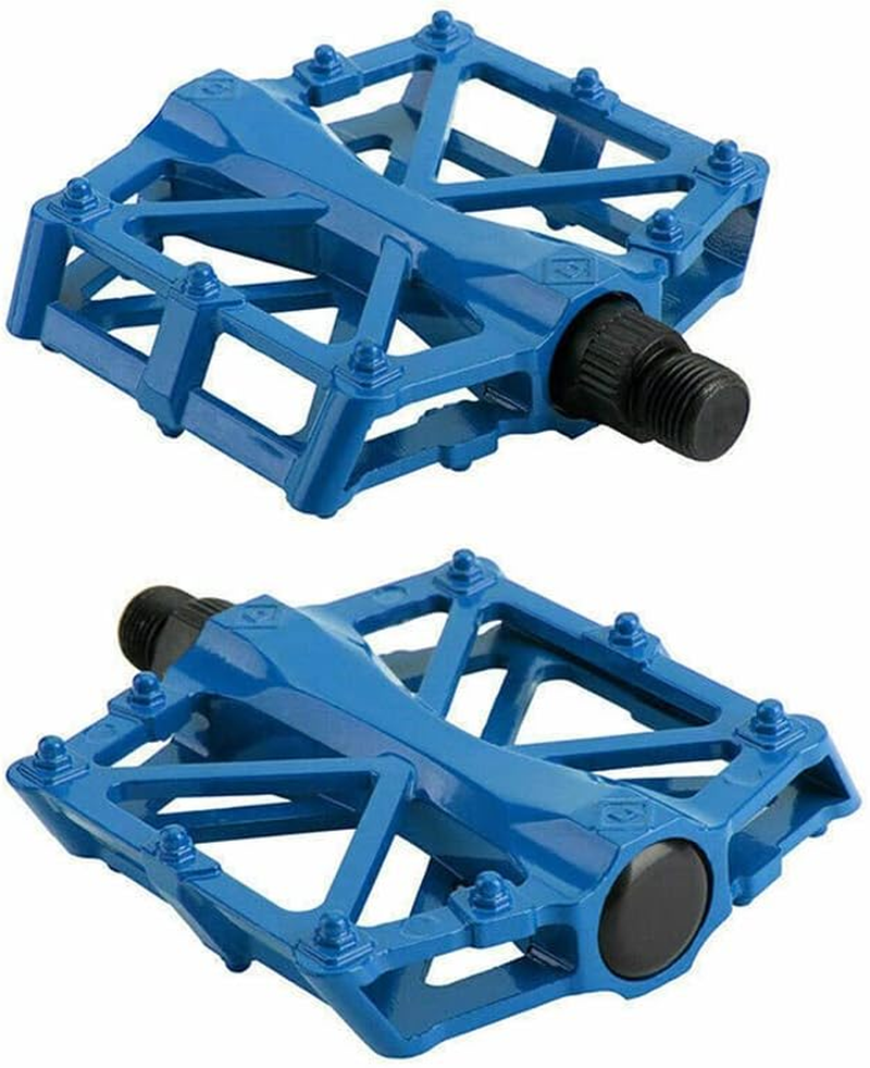AIMALL Bike Pedals Alloy Mountain Road MTB Colored Bicycle Nonslip Cycling Pedals 9/16", Durable Aluminum, Dual-Sided - Blue image number 4