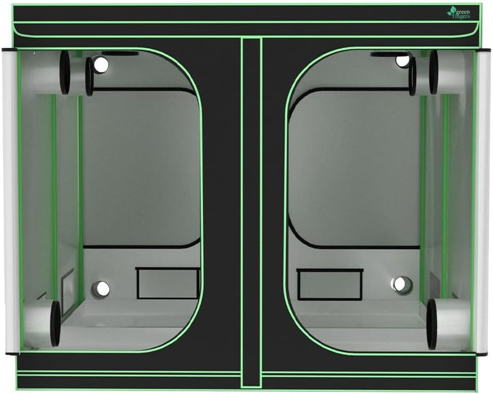 Green Fingers Grow Tent, 200 X 240 X 200Cm Hydroponics Growing System Indoor Greenhouse Hydroponic Indoor Plant Kits, 600D Oxford Cloth Black Exterior and Steel Frame Highly Reflective Inside image number 3