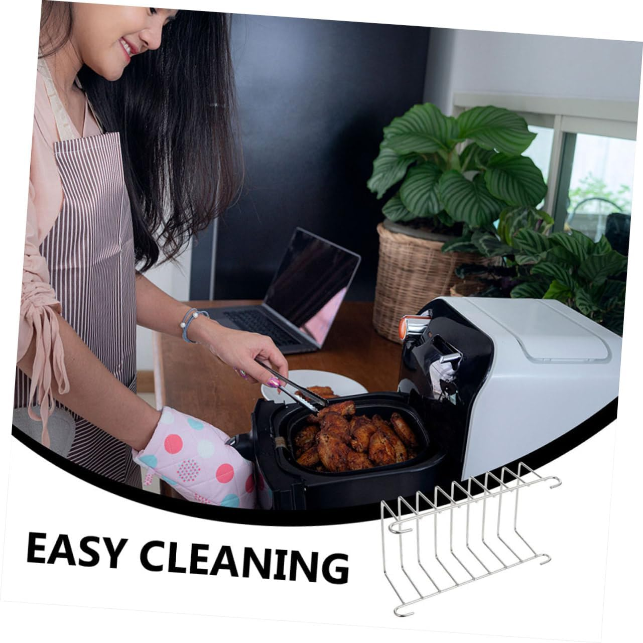 RORPOIR Air Fryer Bread Rack Toast Rack 201Ss Stainless Steel Air Fryer Accessory for Home Cooking and Meat Drying