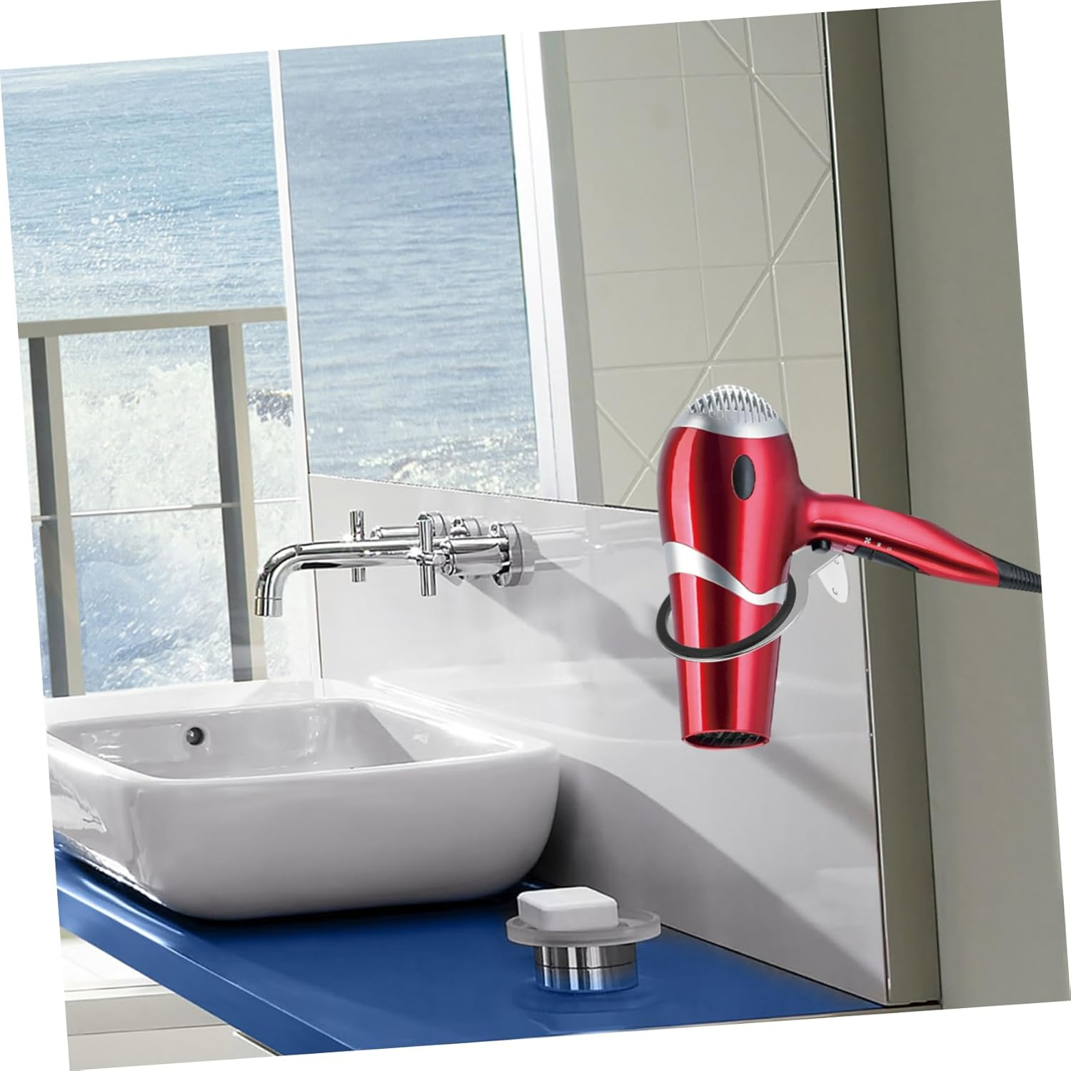 Minkissy Hair Dryer Holder Stand Wall Mount Bracket for Hair Dryer Adhesive Hooks Heavy Duty Stylish Metal Organizer for Salon Home image number 2