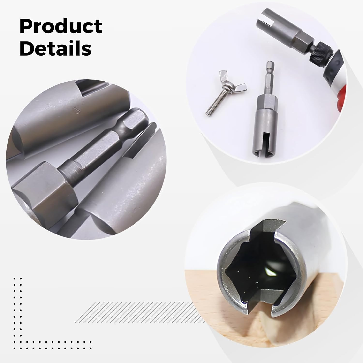 YOFAPA 5 PCS 1/4 in Hex Shank Nut Drivers, Power Wing Nut Driver Set, Deep Impact Sockets for Hurricane Shutters, Includes 11/13/15/17/19 Mm, Robust Chrome Vanadium Alloy image number 4