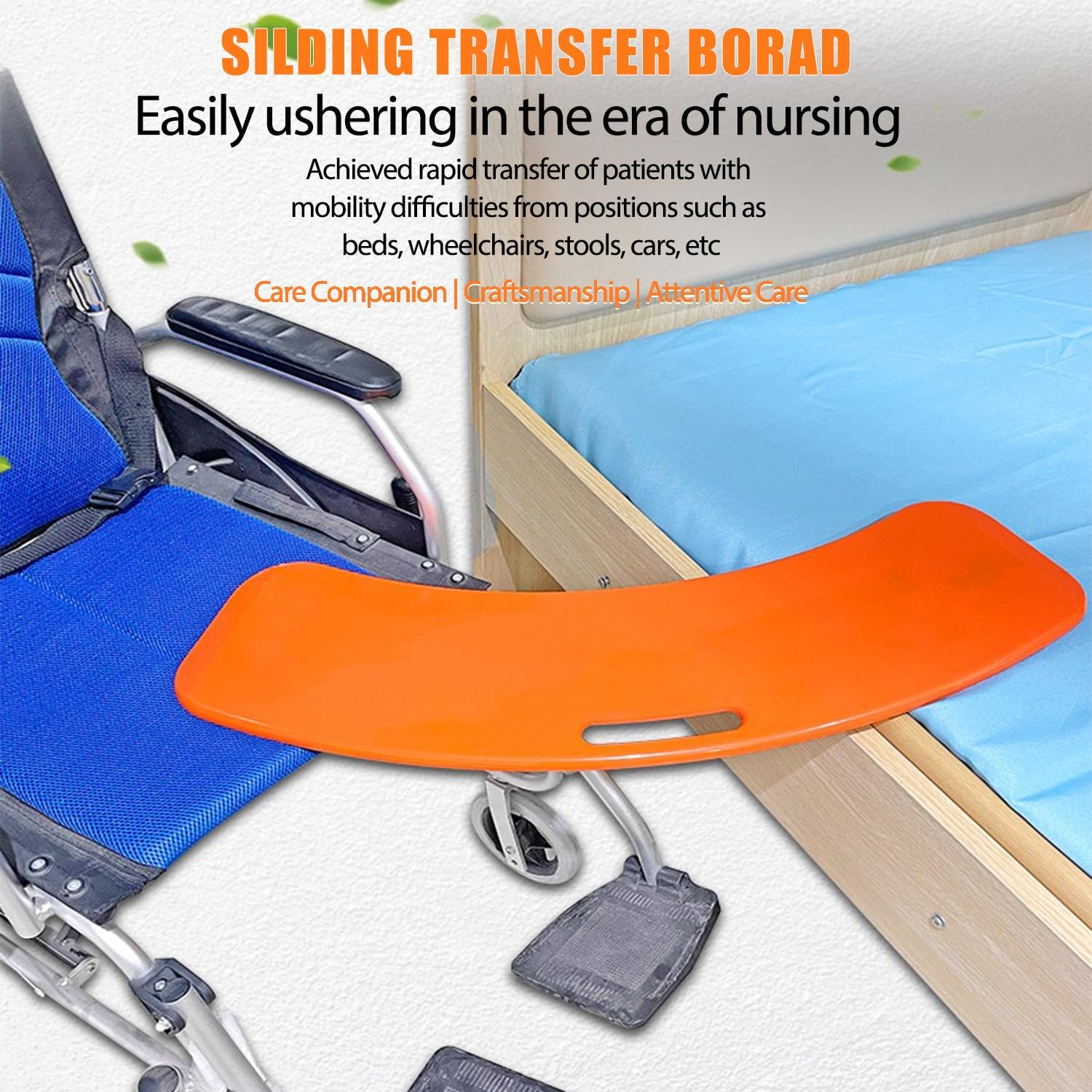 Sliding Transfer Boards Slide Board to Transfer to Wheelchairs, Slide Transfer Assistance Devices for Elderly Slide Boards Hold up to 330 Lbs - Seniors from Bed to Chair,Car,Couch,Toilet (Orange) - Blue image number 5