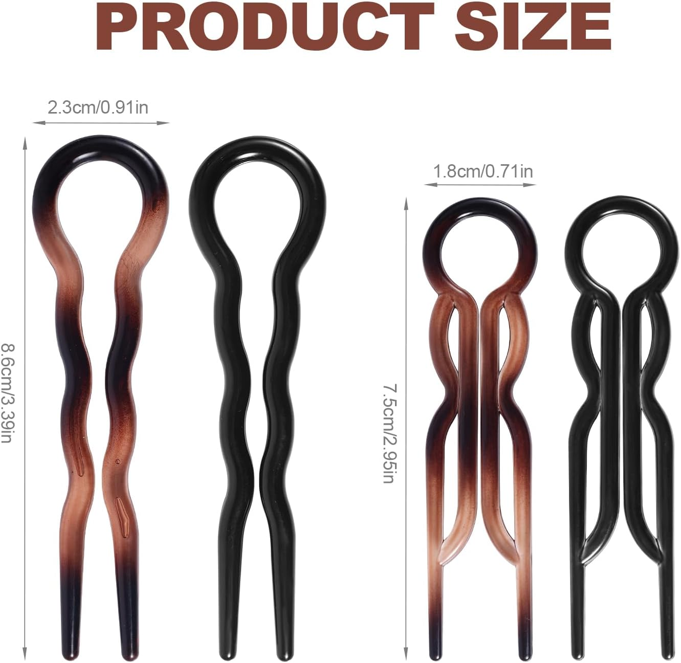 BOXOB Pack of 4 French Hair Pins, 2 Styles, Elegant U-Shaped Magic Grip Hairpin Clips, Accessories for Women, All Hair Types and Any Occasion