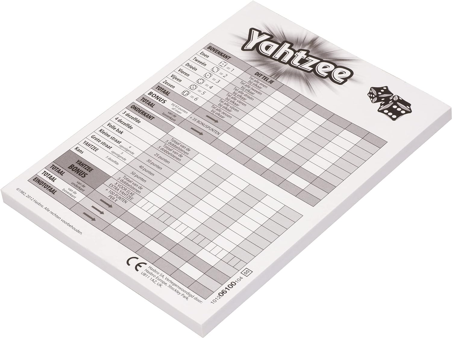 Hasbro HSB06100 Yahtzee Score Pads Red 12 Inches image number 1