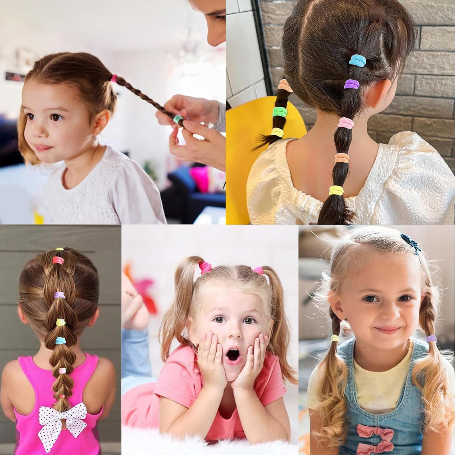 300PCS Baby Toddler Hair Ties, Cotton Seamless Hair Bands for Kids Girls Women, Fashion Braid Hair Holders 1.0Inch image number 6