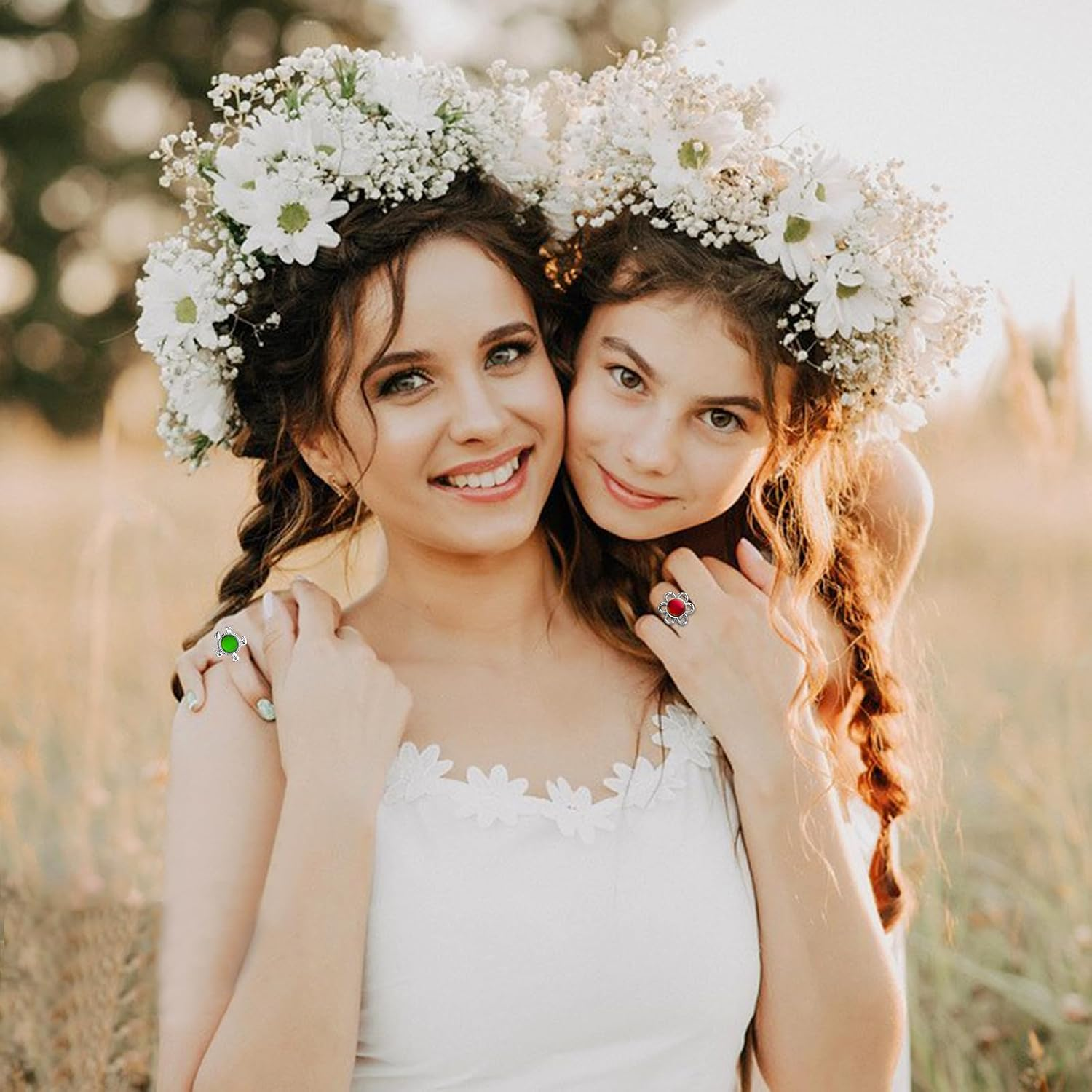 10 Pieces Mood Rings for Kids, Adjustable Mixed Color Change Ring Bulk for Girls Boys Women, Halloween Birthday Party Favors, Carnival Costume Accessories (Style 2) image number 3