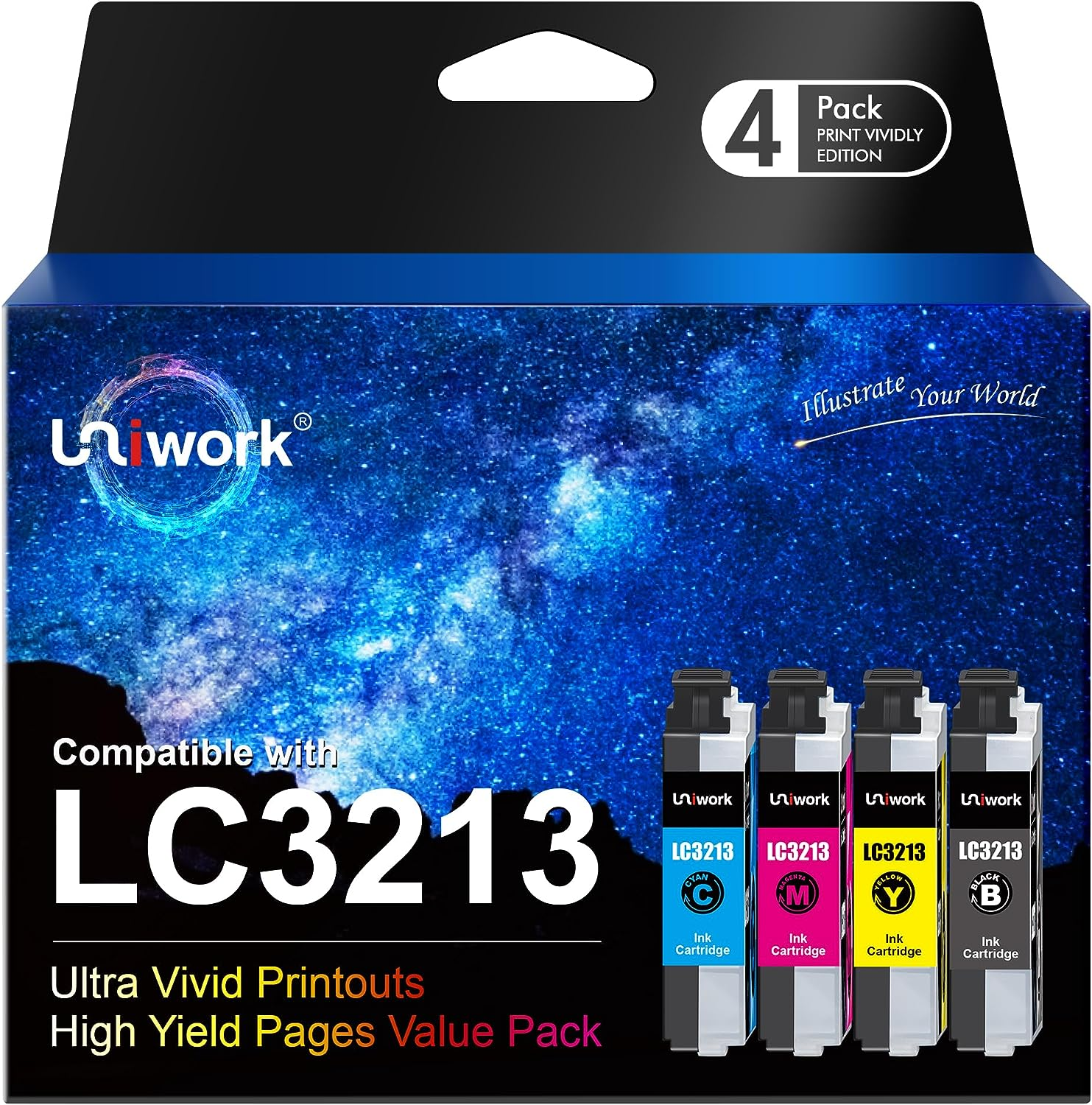 Uniwork LC3213 Printer Cartridges Compatible with Brother LC3213 LC-3213 for Brother MFC-J491DW MFC-J497DW Dcp-J572Dw MFC-J890DW MFC-J895DW DCP-J772DW DCP-J774DW (Black, Cyan, Magenta, Yellow) image number 6