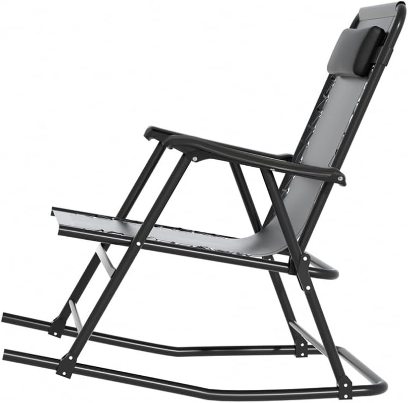 Gardeon Rocking Chair, Alloy Steel Sun Lounge Armchair Recliner Chairs Dining Nursing Seat Reading Seating Chaise Lounges Home Living Room Bedroom Garden Furniture, for Patio Camping Deck Black