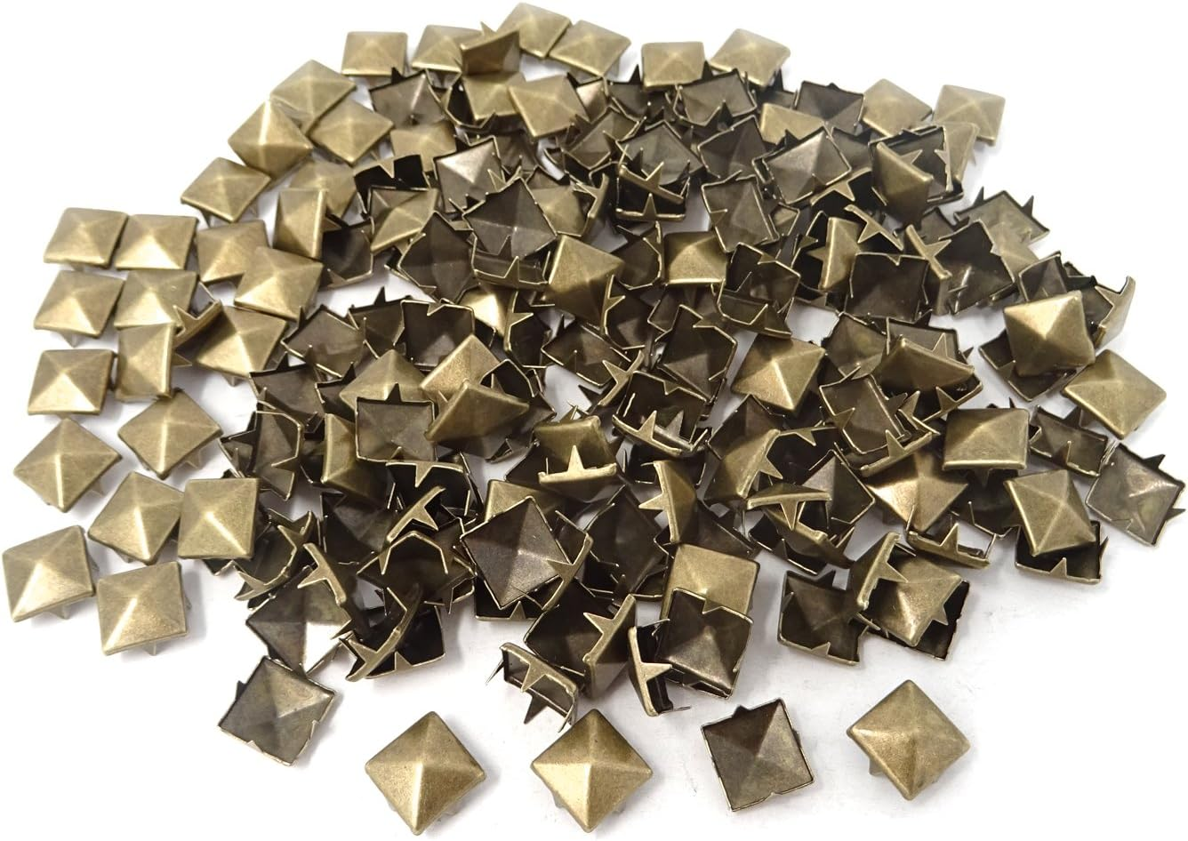 Honbay 200PCS 10Mm Antique Brass Nailheads DIY Metal Punk Spikes Spots Square Pyramid Studs for Leathercraft image number 6