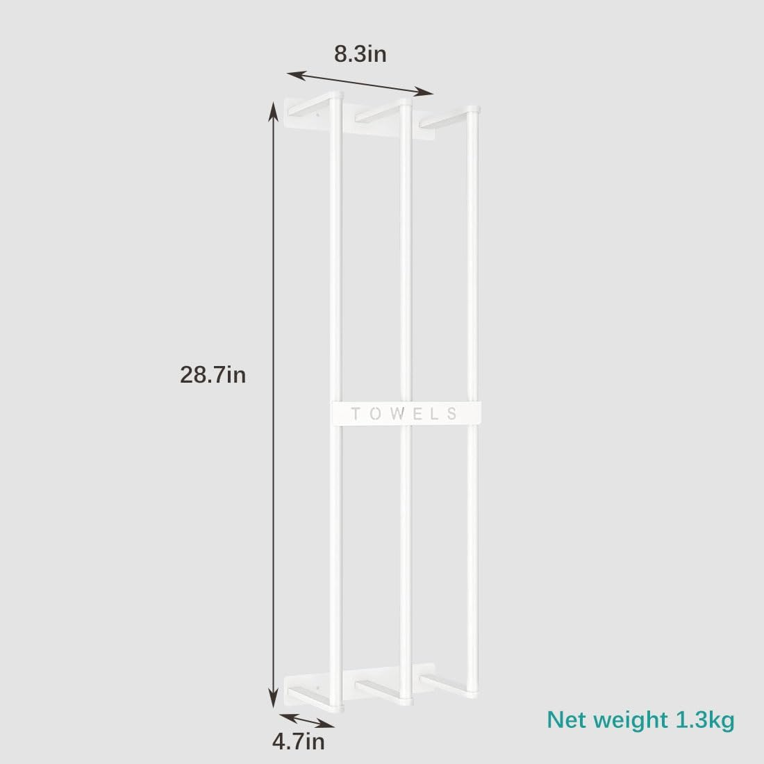Bath Towel Bars,Towel Racks for Bathroom Wall Mounted, Towel Storage, Metal Bath Towel Holder for Folded Large Washcloths (White)