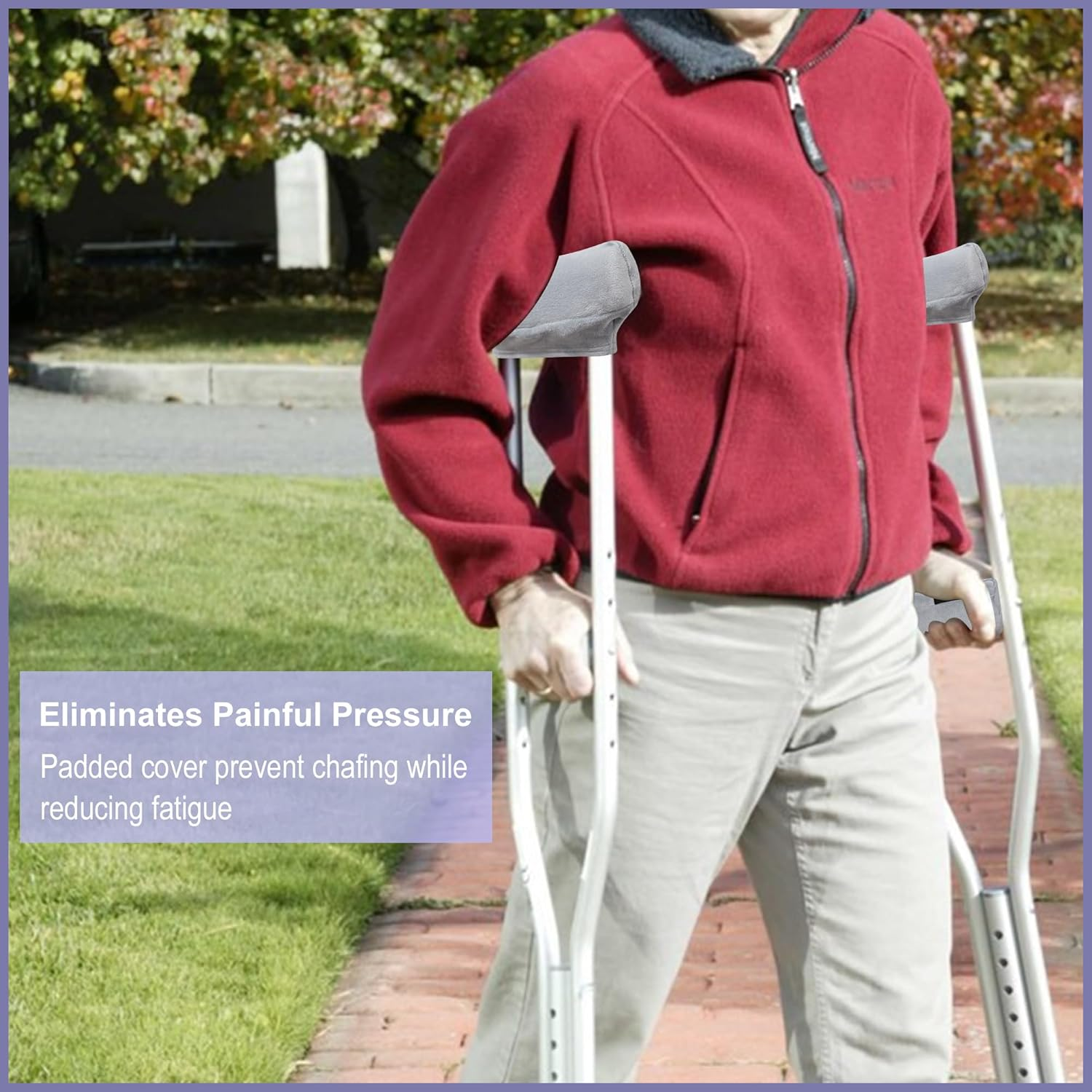 Spring Seaon Velvet Crutch Pads Underarm Padded Cushion Covers Non Slip Crutch Accessories (Gray) - Gray image number 2