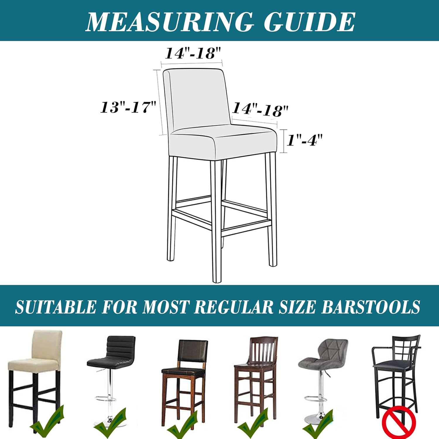 HFCNMY Bar Stool Covers,4 Pack Stretch Bar Stool Covers with Backs Jacquard Bar Stool Chair Covers Barstool Covers Slipcovers with Back Pub Counter Stool Chair Covers with Elastic Bands Dark Gray image number 1